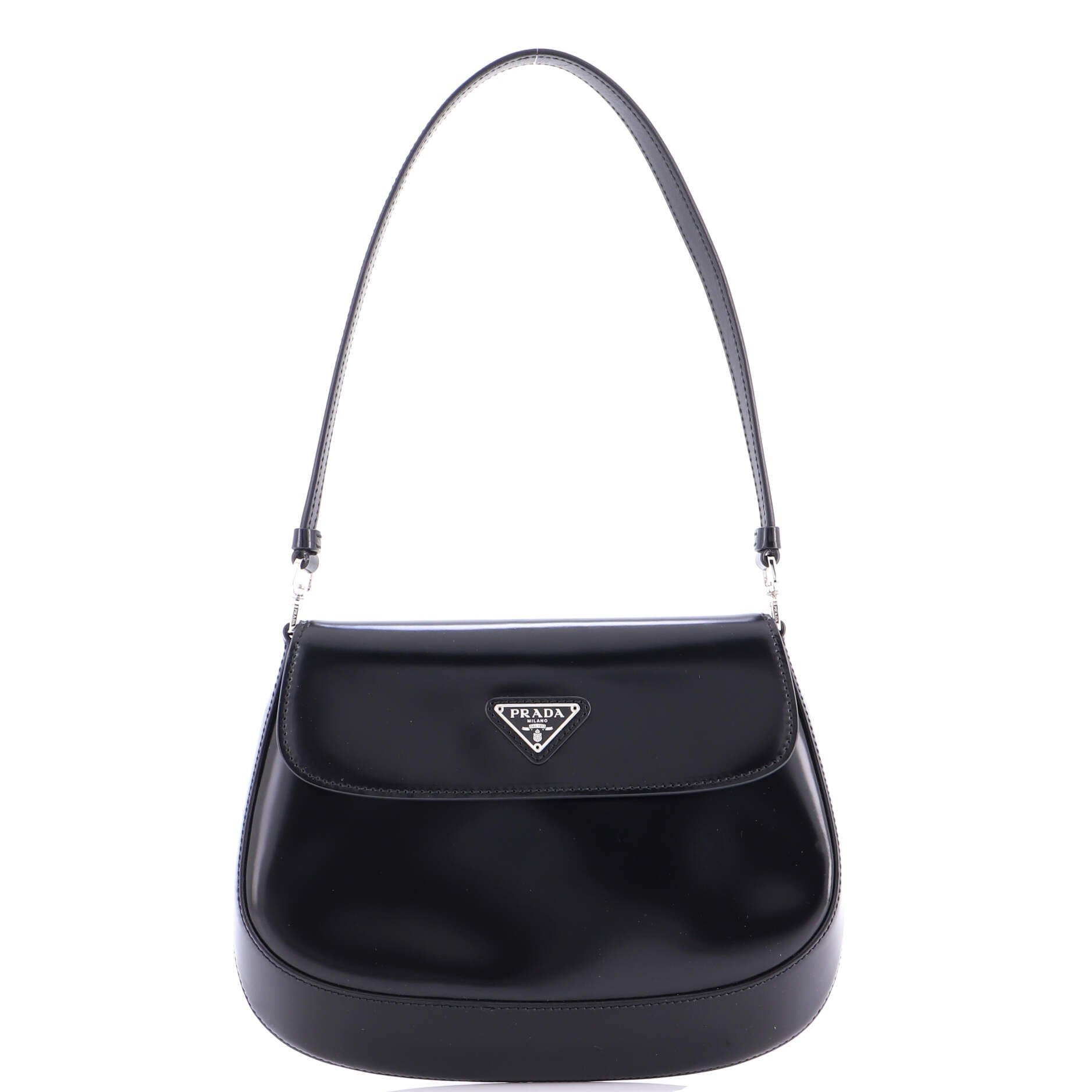 Prada Cleo Flap Shoulder Bag Spazzolato Leather Small