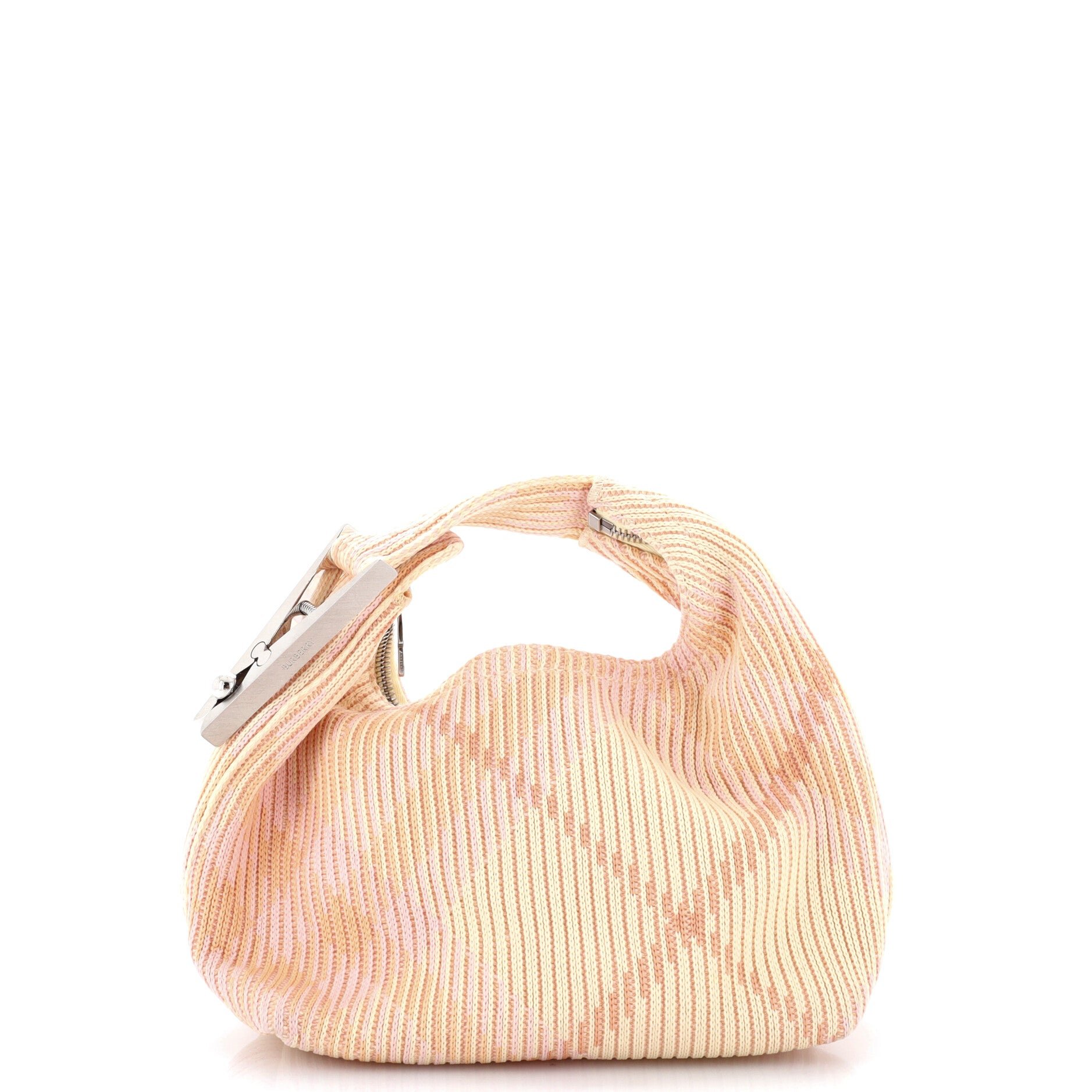Peg Handle Bag Knit Check Fabric Mini