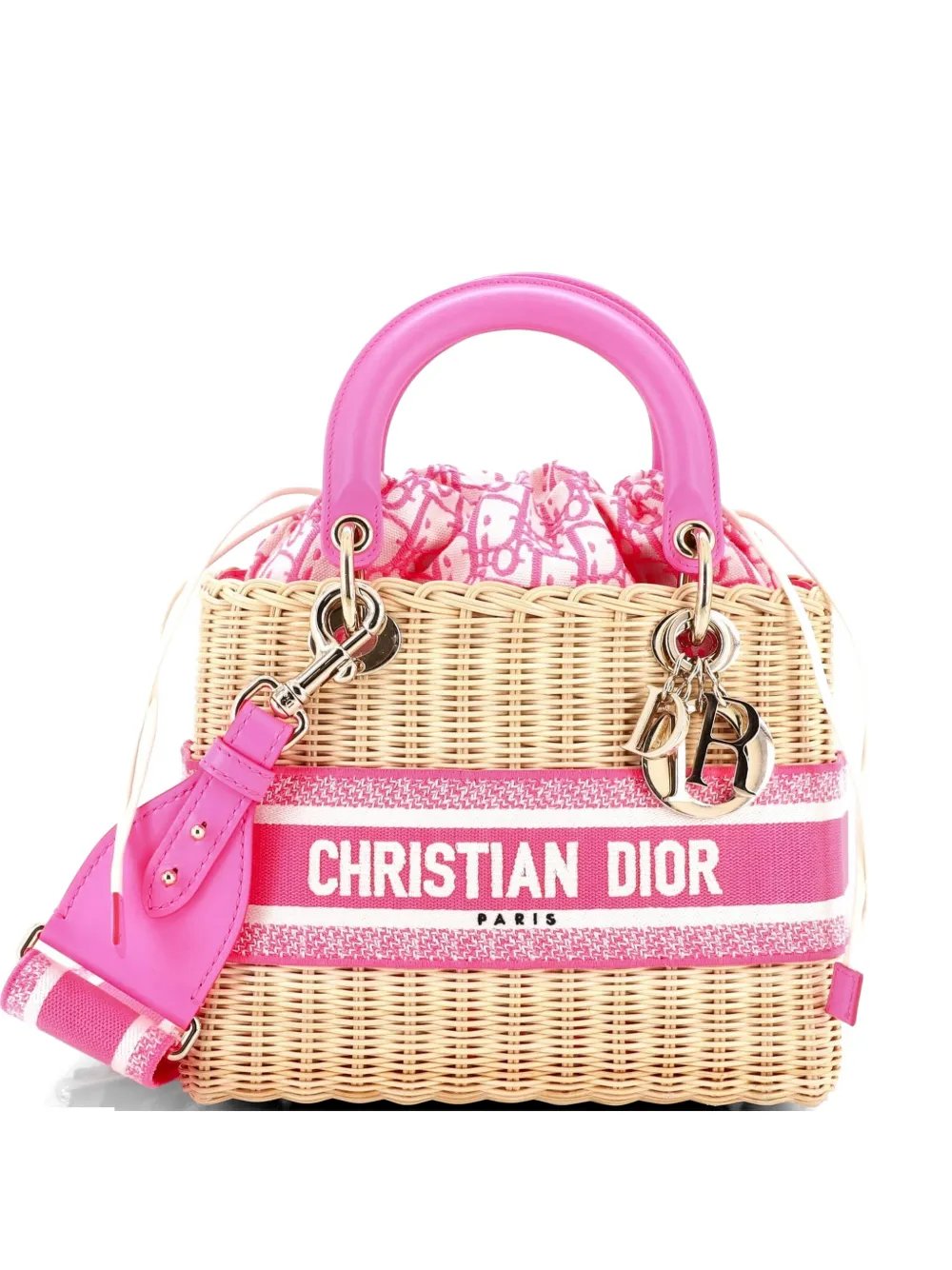 Lady Dior Bag Wicker and Oblique Canvas Medium tote bag