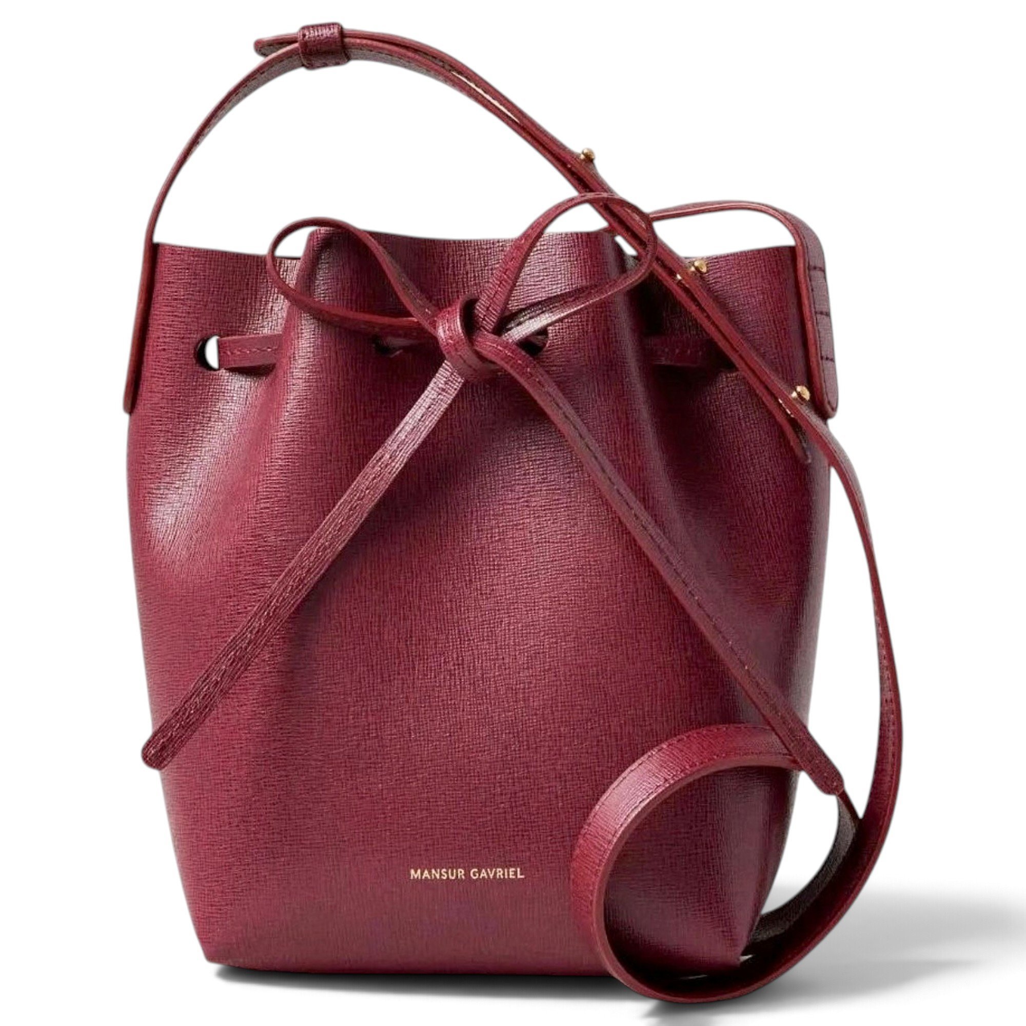 Bucket leather handbag