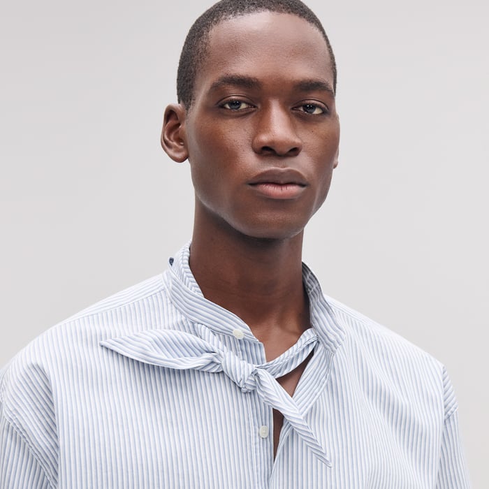 Bleu "Doubles Rayures Serties" Boxy Fit Shirt