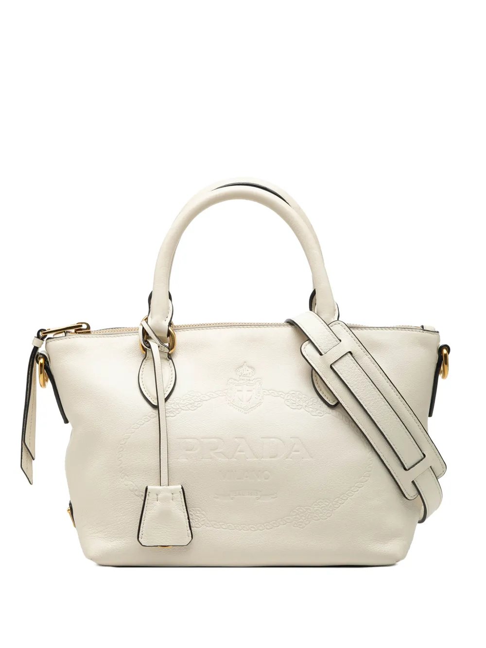 2010-2026 Small Embossed Glace Calf Logo Convertible satchel