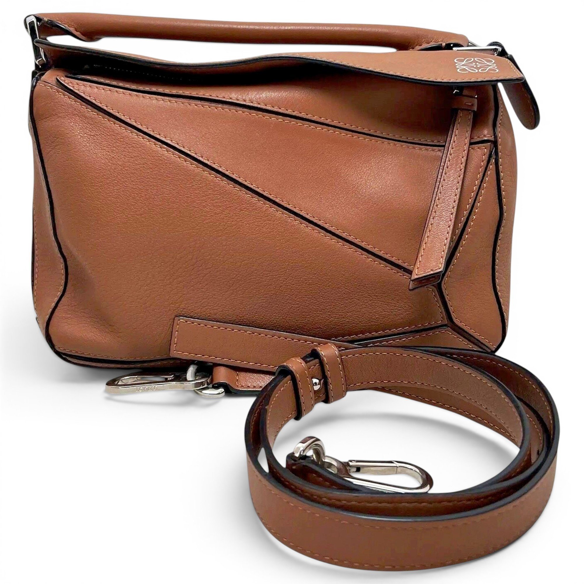 Puzzle leather handbag