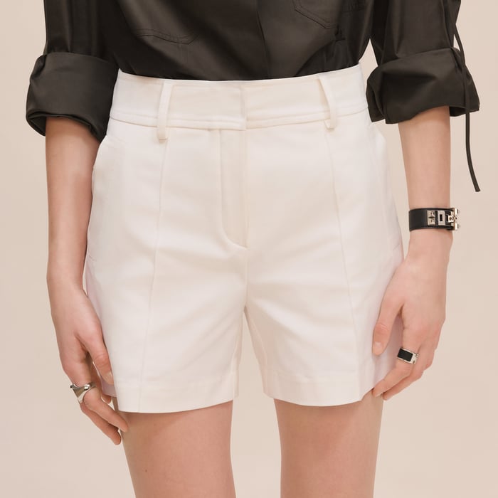 Blanc Naturel Double Cotton Twill Shorts