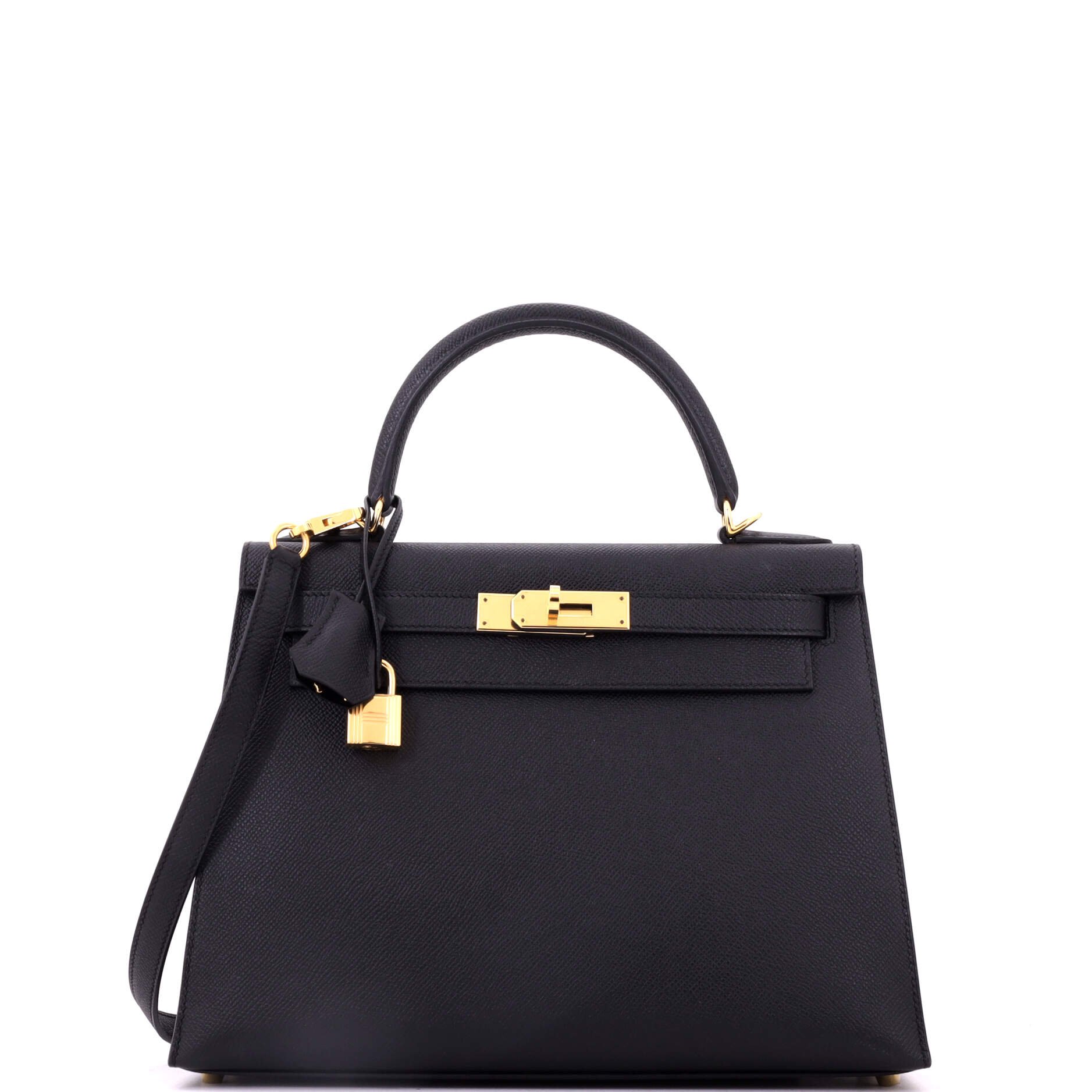Kelly Handbag Noir Epsom with Gold Hardware 28