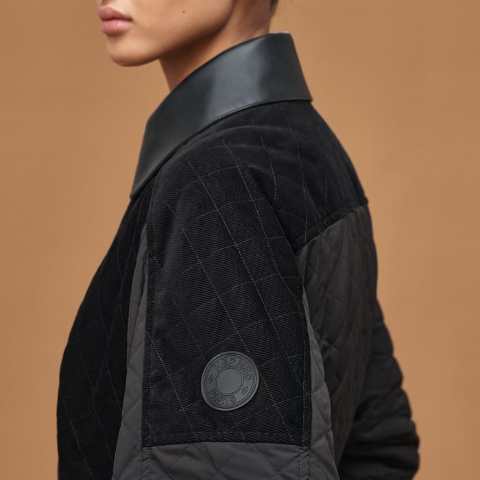 Noir Mixed Leather Coat