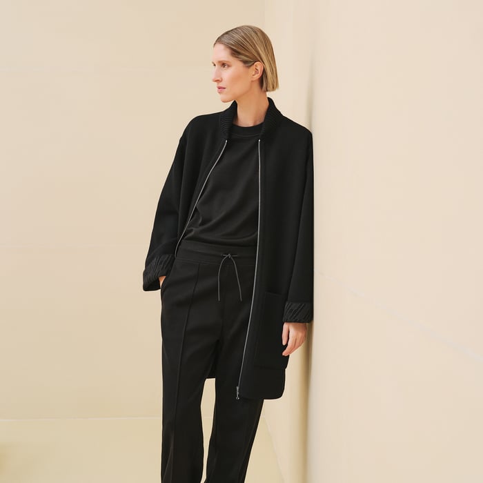 黒 リバーシブル・ジップアップコート 《バイアスh》