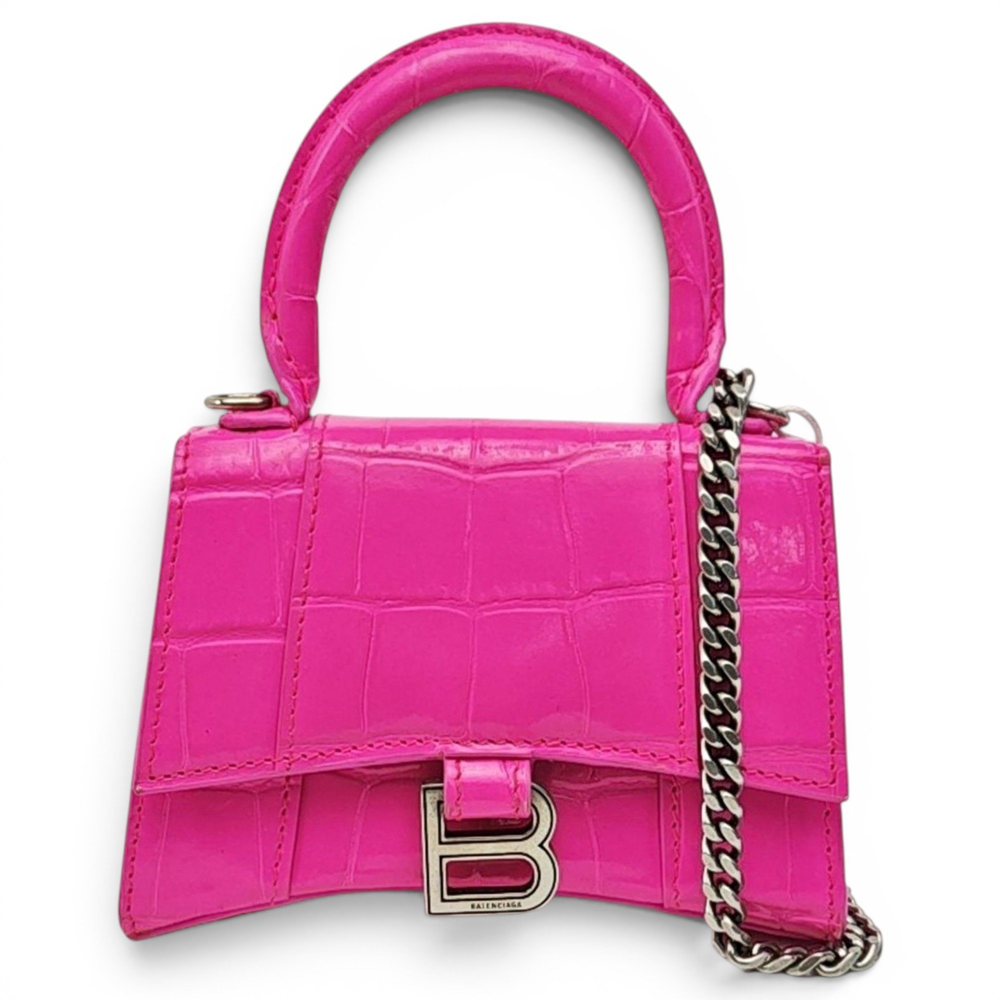 Hourglass leather handbag