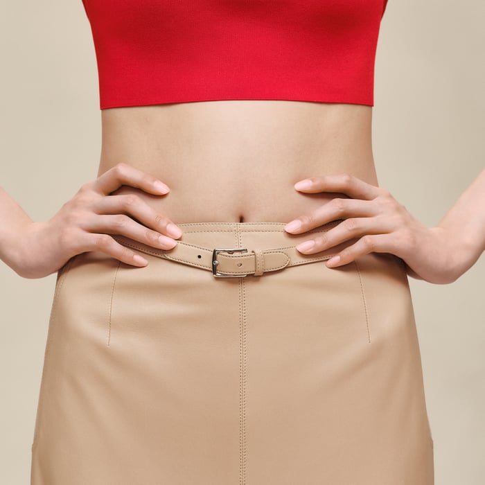 Beige Cajou Mixed Knit Pencil Skirt