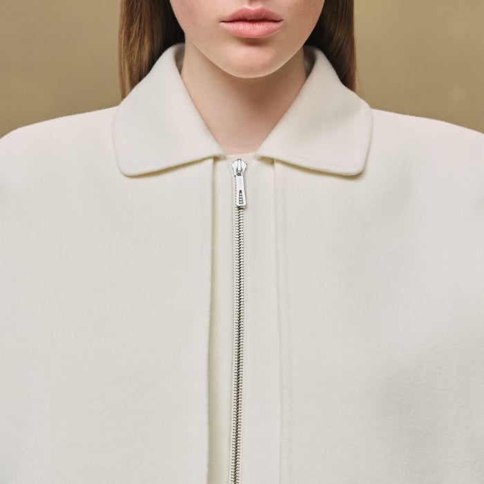 Blanc Naturel Long Storm Flap Coat