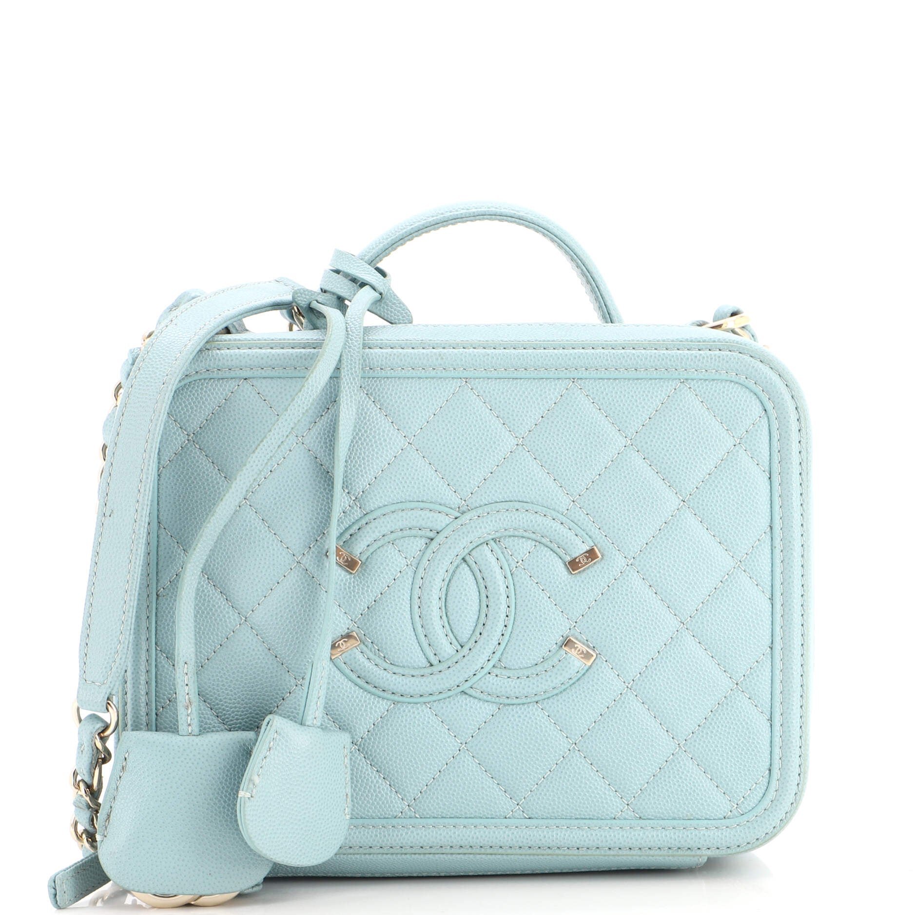 Filigree Vanity Case Quilted Caviar Medium