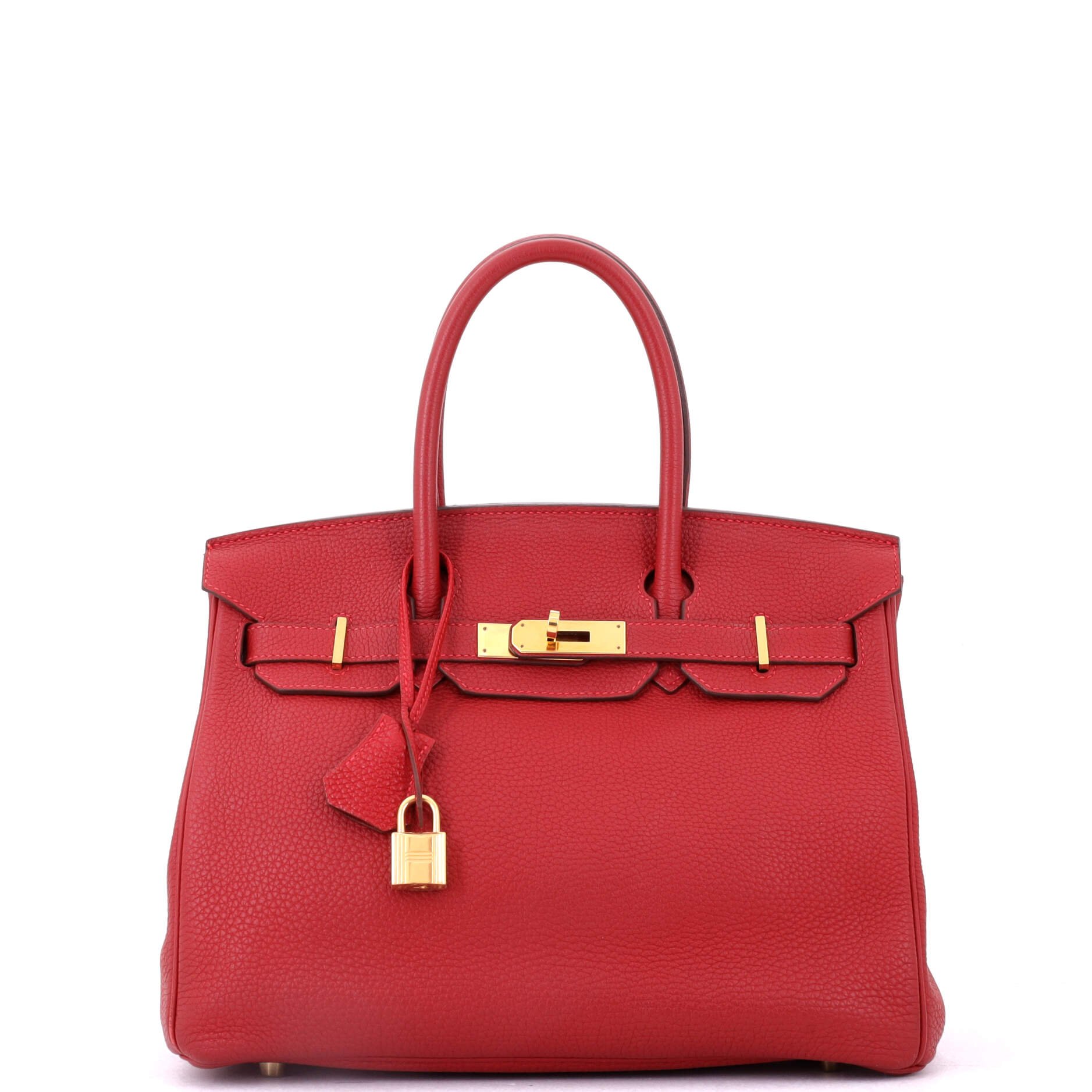 Hermes Birkin Handbag Rouge Vif Togo with Gold Hardware 30