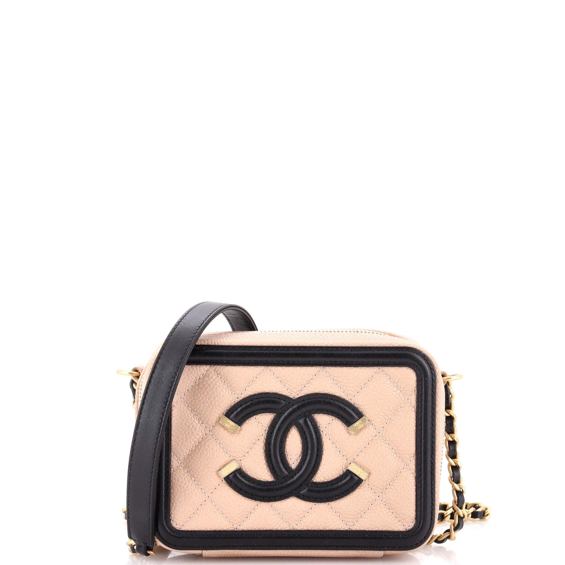 Filigree Vanity Clutch with Chain Quilted Caviar Mini