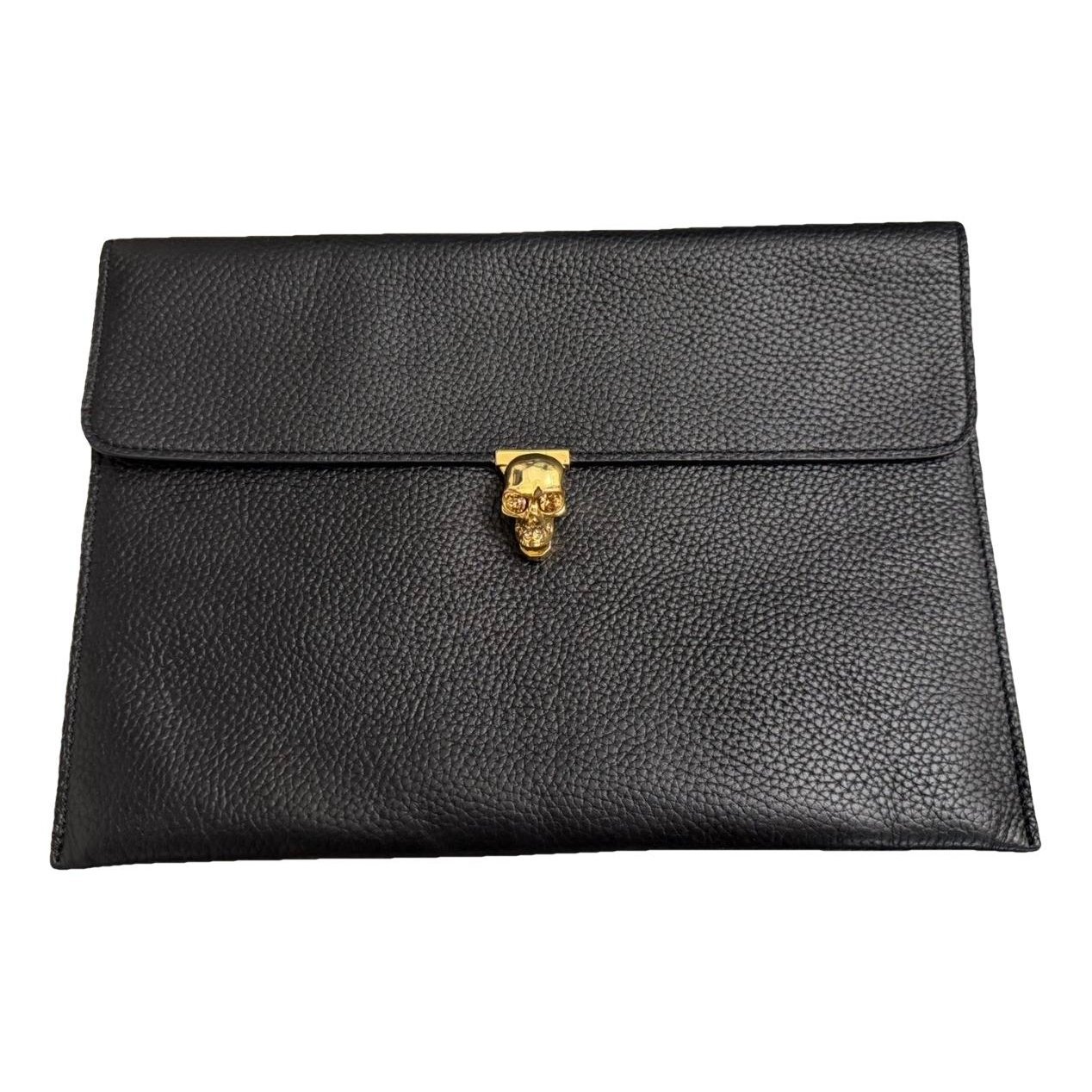 Skull leather clutch bag