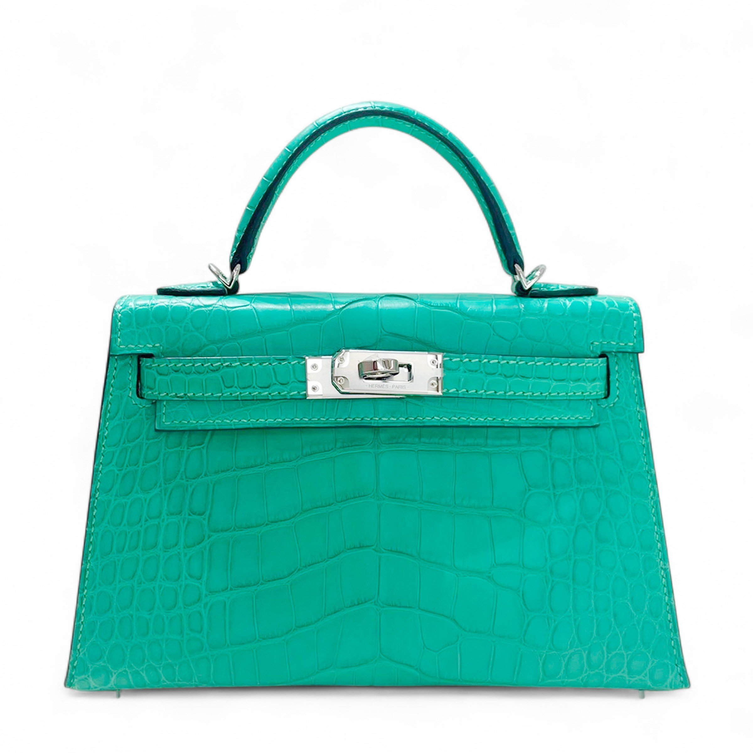 Unused ( Rank NS ) HERMÈS Mini Kelly II Vert Comics (0Z) Matte Alligator Palladium hardware U (2022)