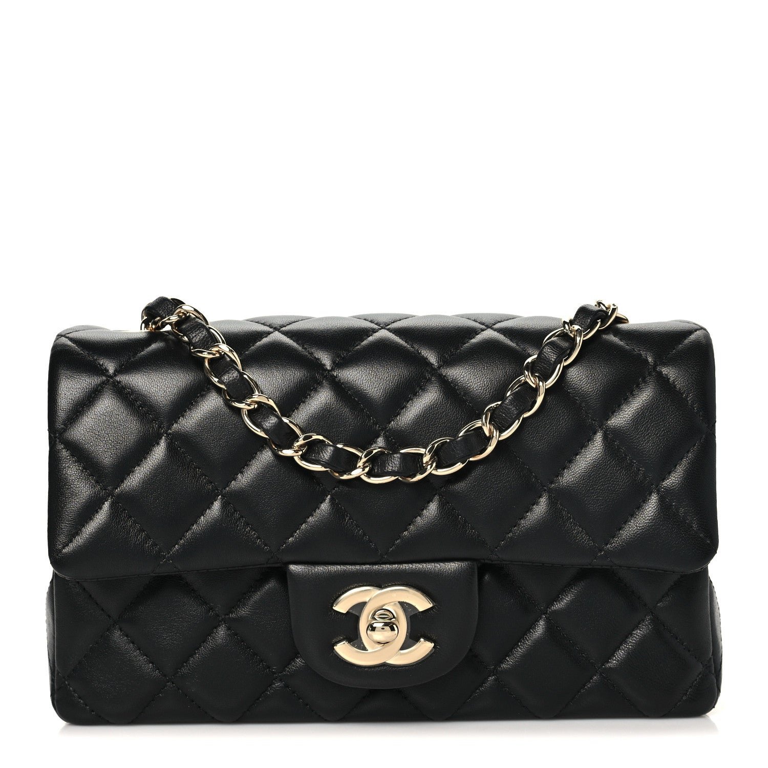 Chanel Lambskin Quilted Mini Rectangular Flap Black