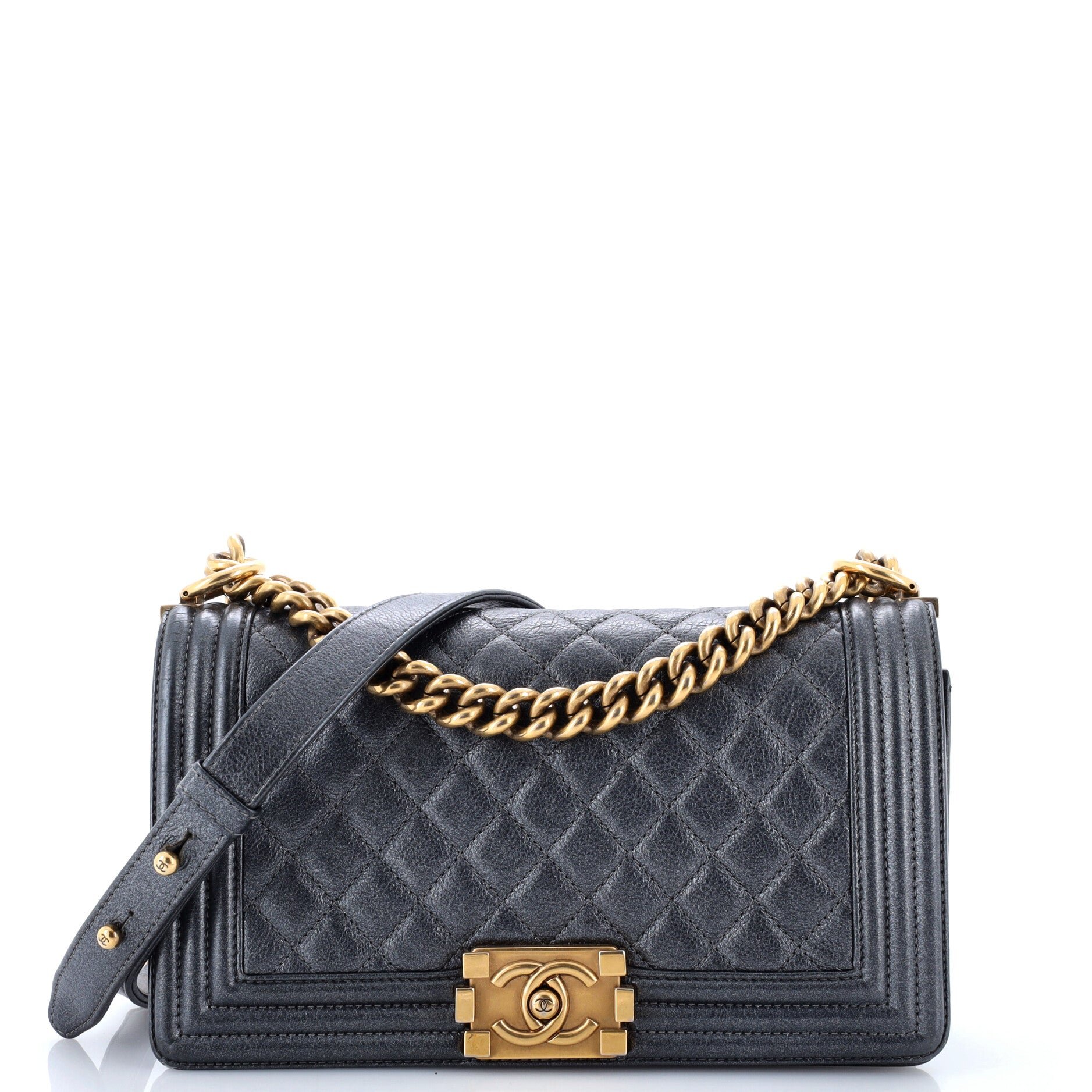 Boy Flap Bag Quilted Iridescent Calfskin Old Medium