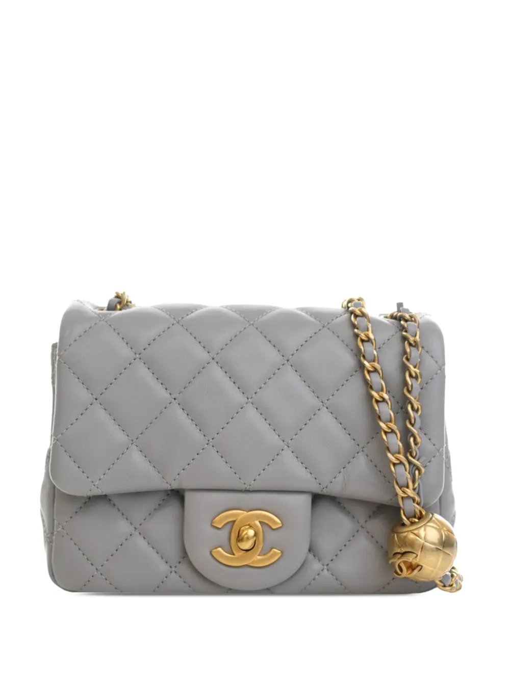 2021-2026 Mini Square Classic Lambskin Pearl Crush Single Flap crossbody bag