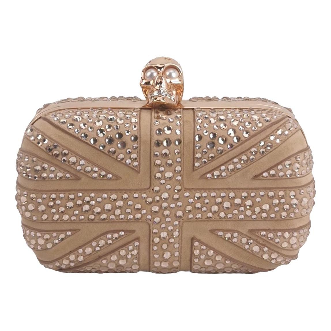 Skull leather clutch bag