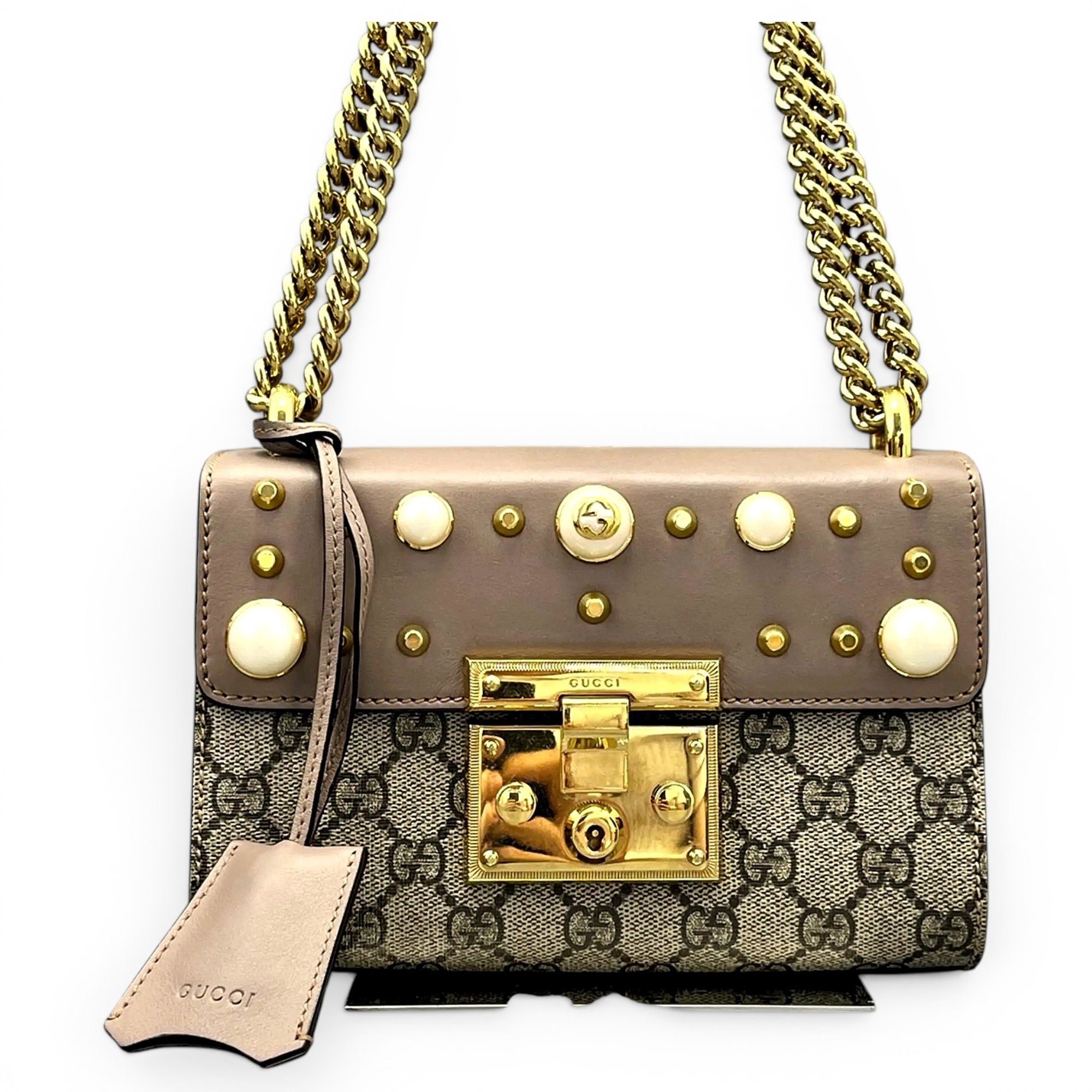 Padlock leather crossbody bag