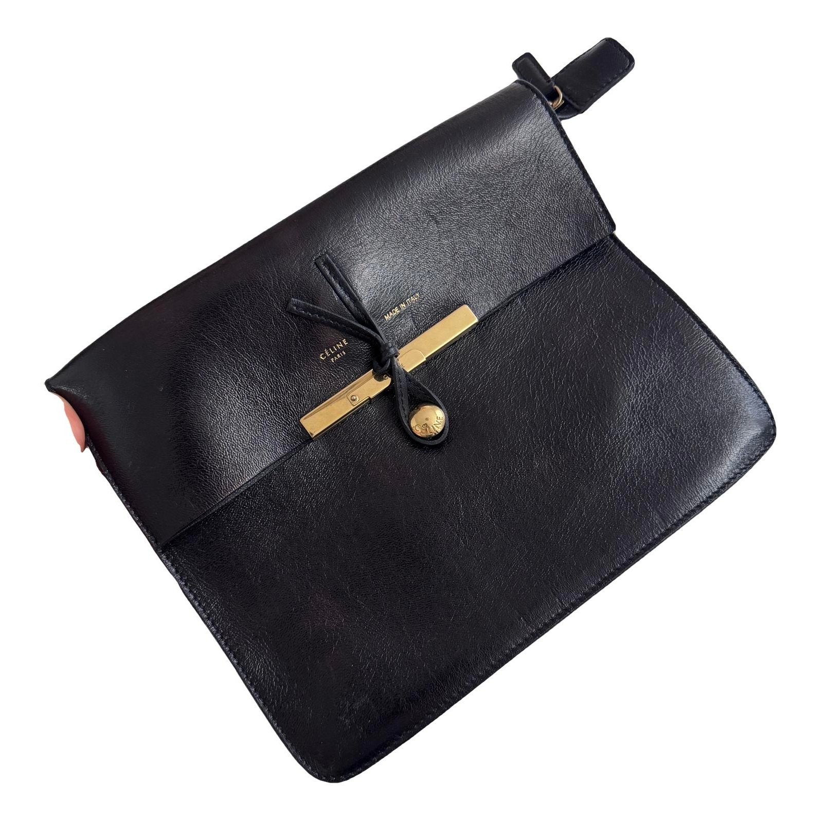 Leather clutch bag