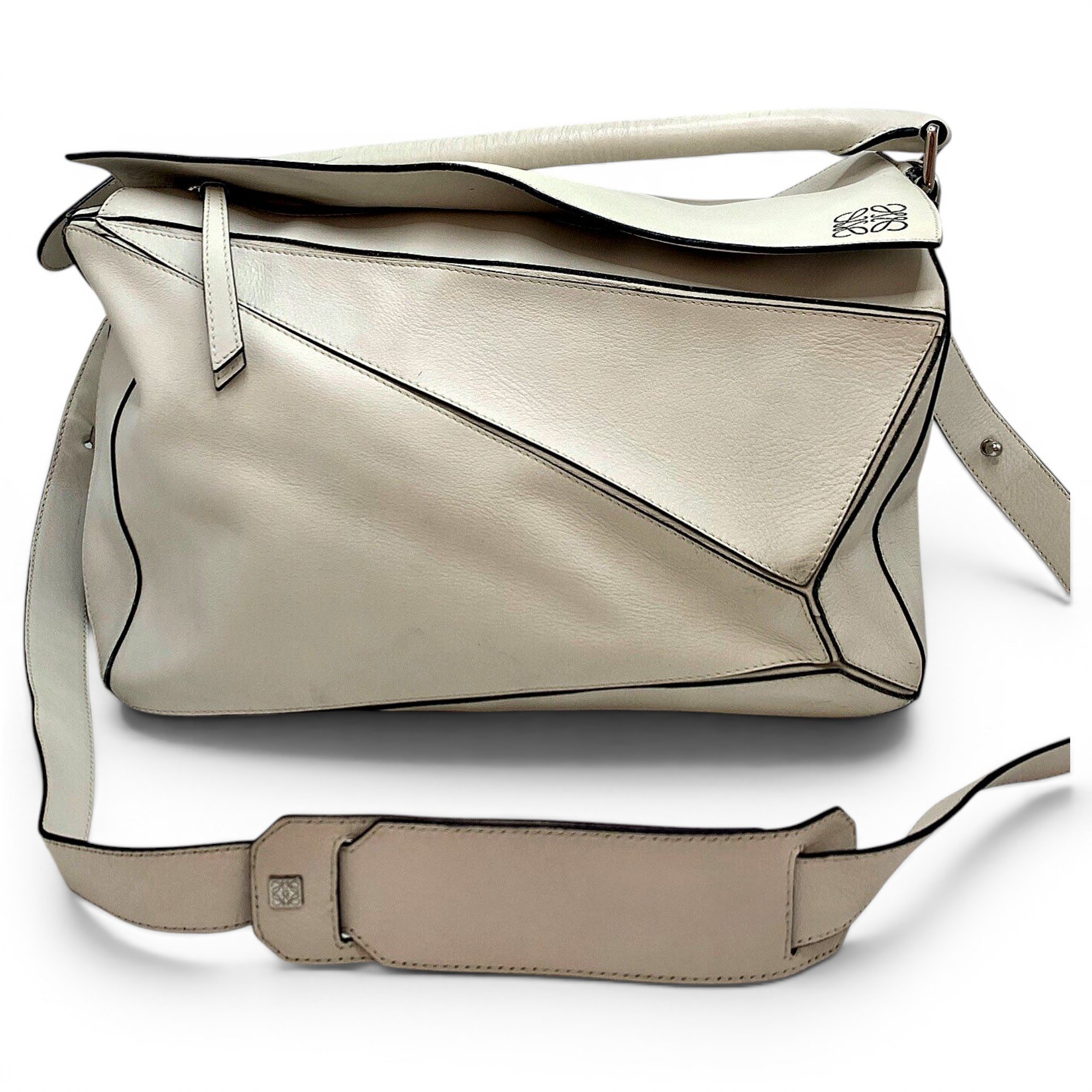 Puzzle leather handbag