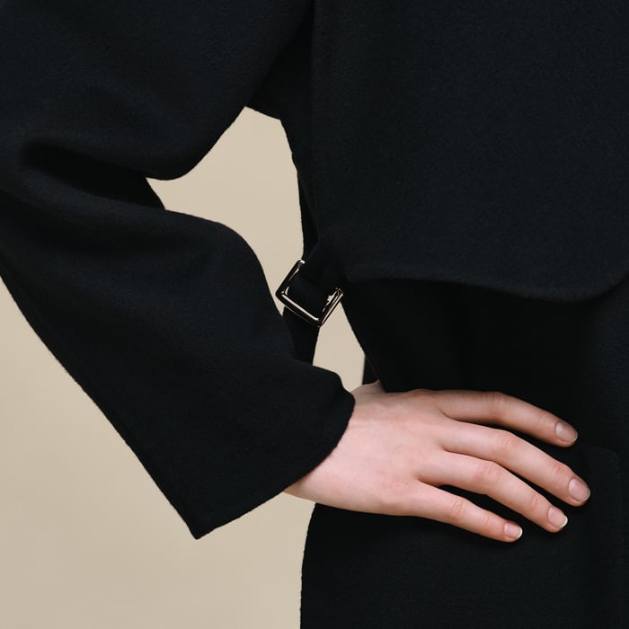 Noir Long Storm Flap Coat