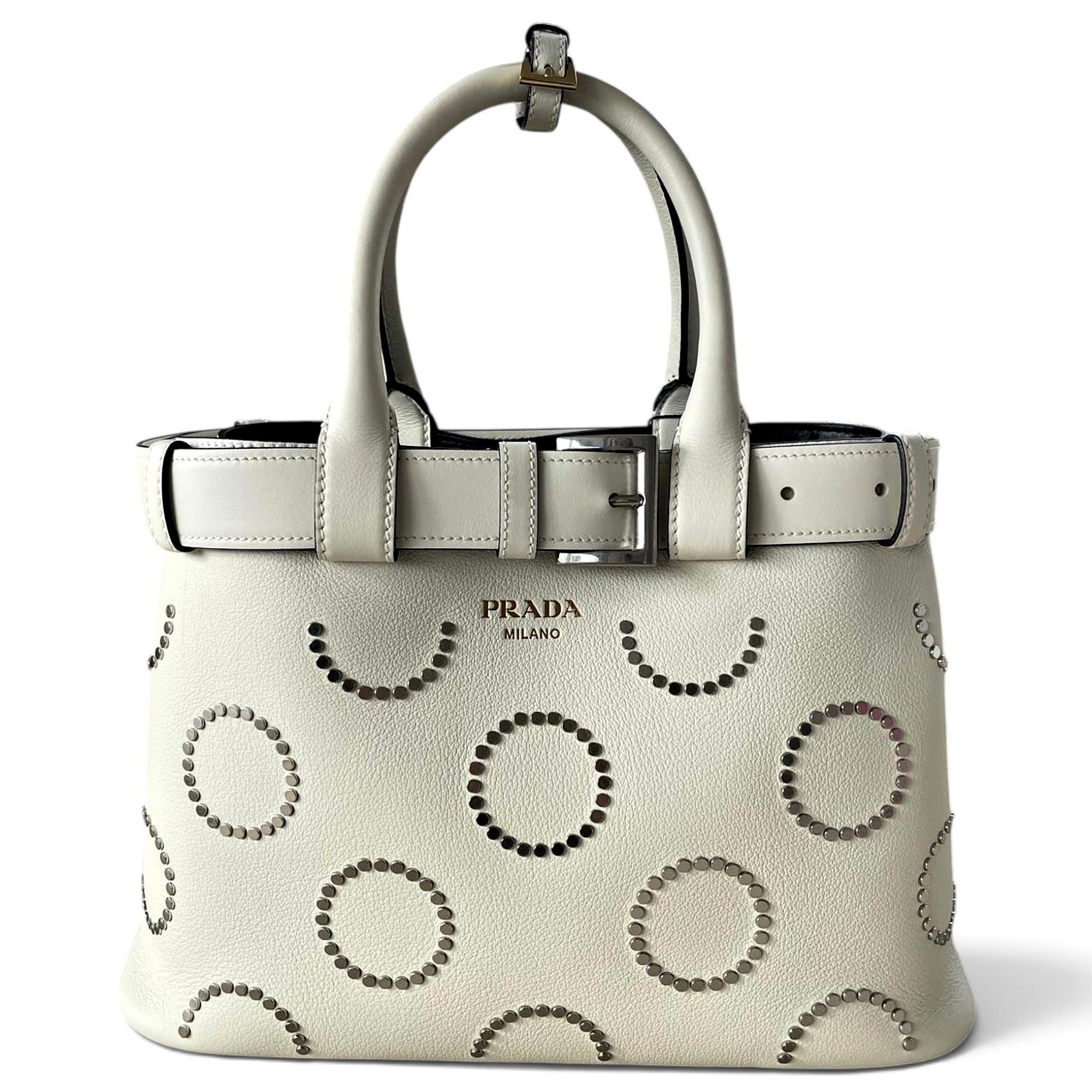 Buckle leather handbag