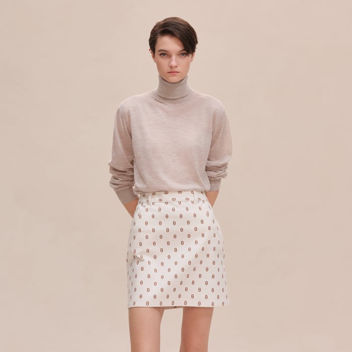 Marron Fauve "Chaine d'Ancre" Denim Miniskirt