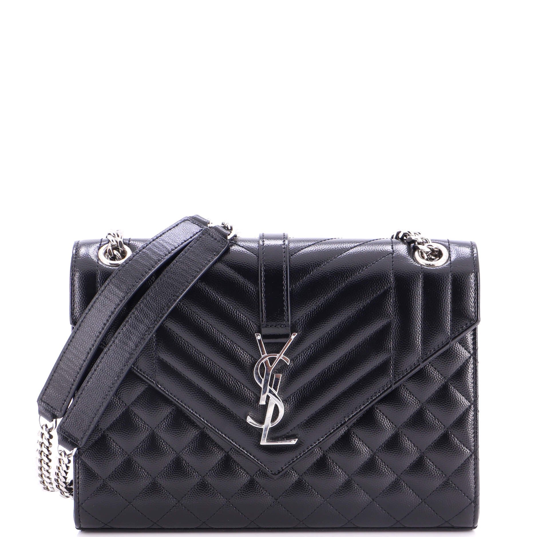 Classic Monogram Envelope Satchel Mixed Matelasse Leather Medium
