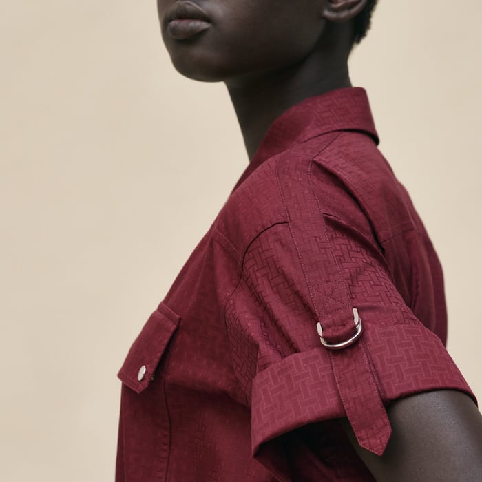 Rouge Bordeaux "Mosaique" Short-sleeve Dress