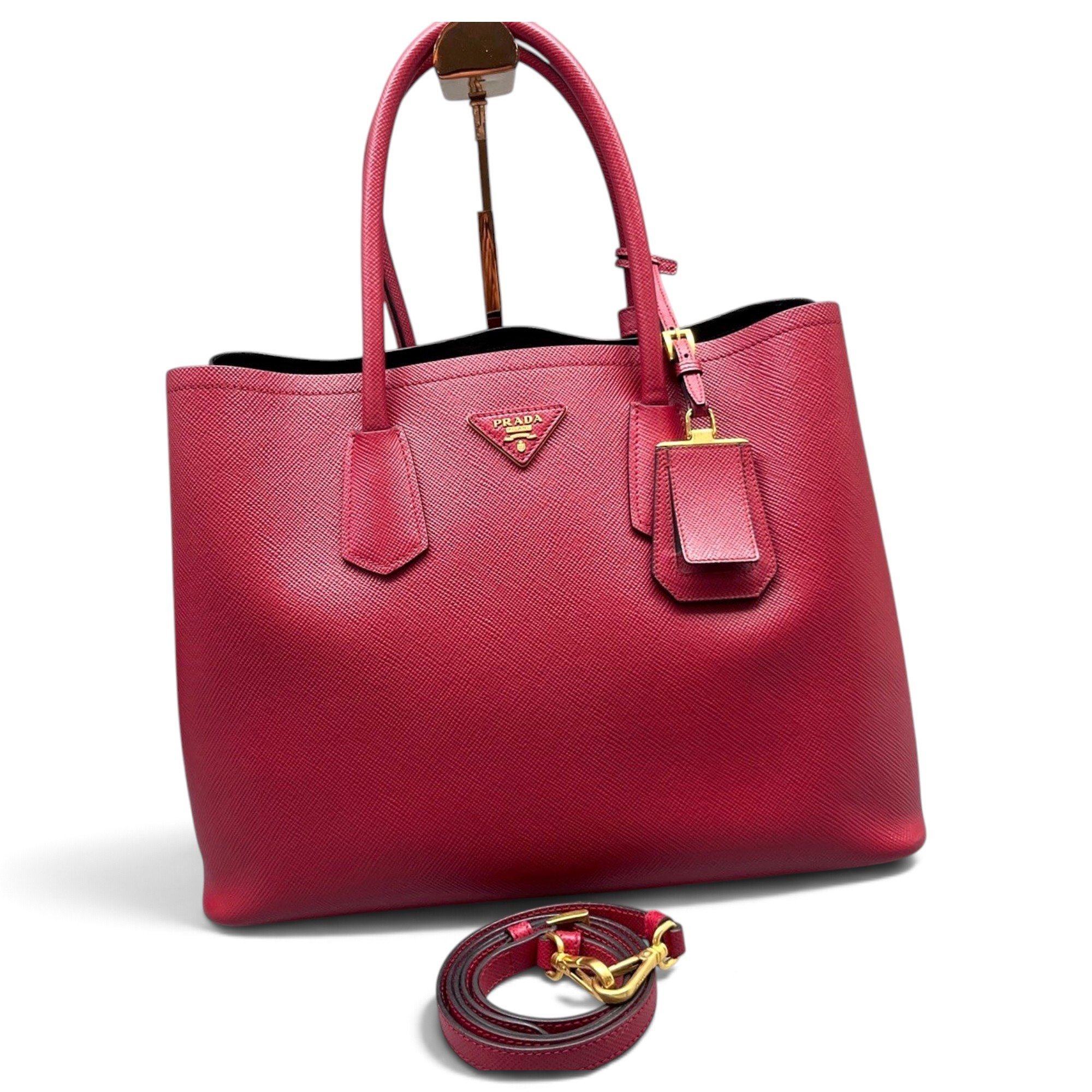 Double leather handbag