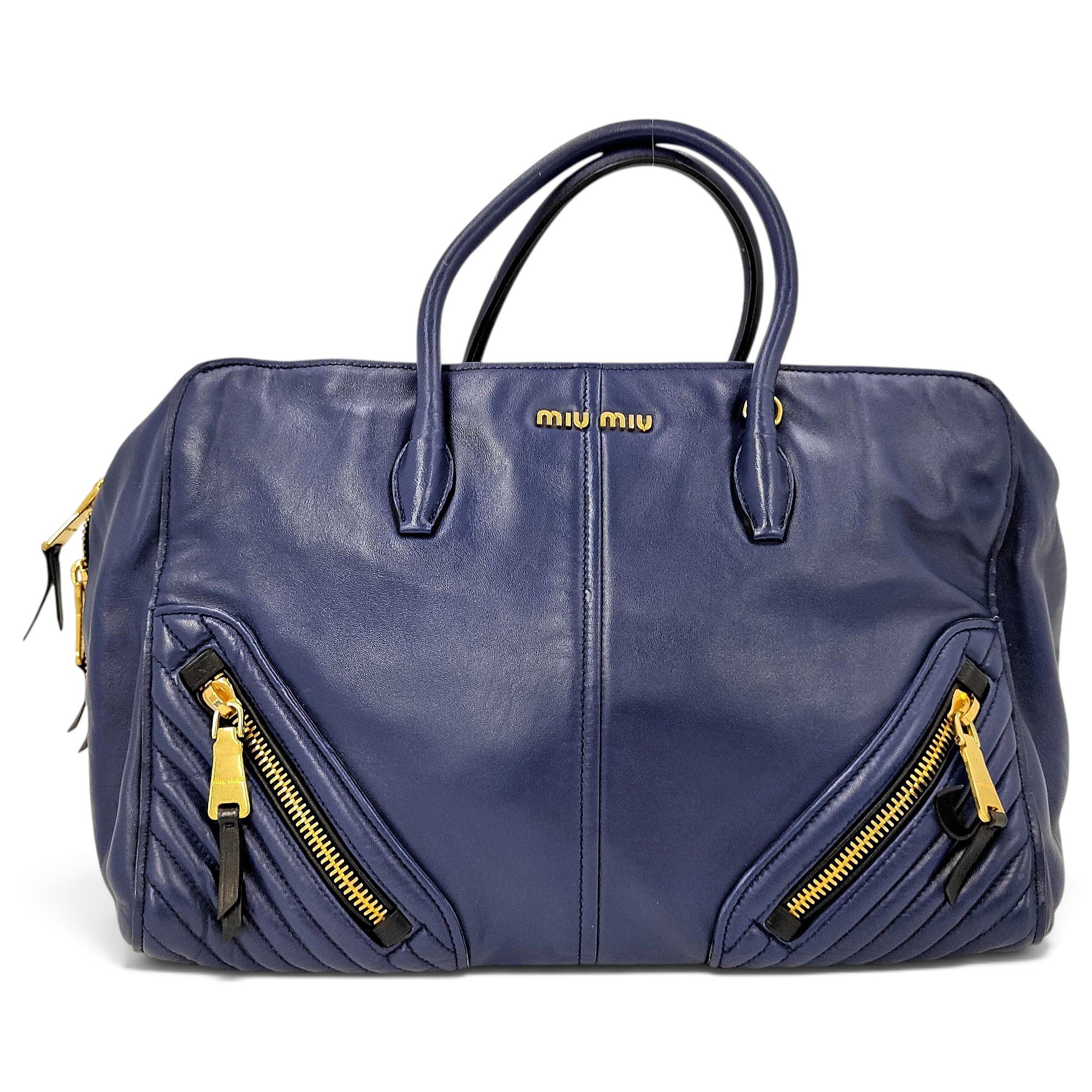Pocket leather handbag