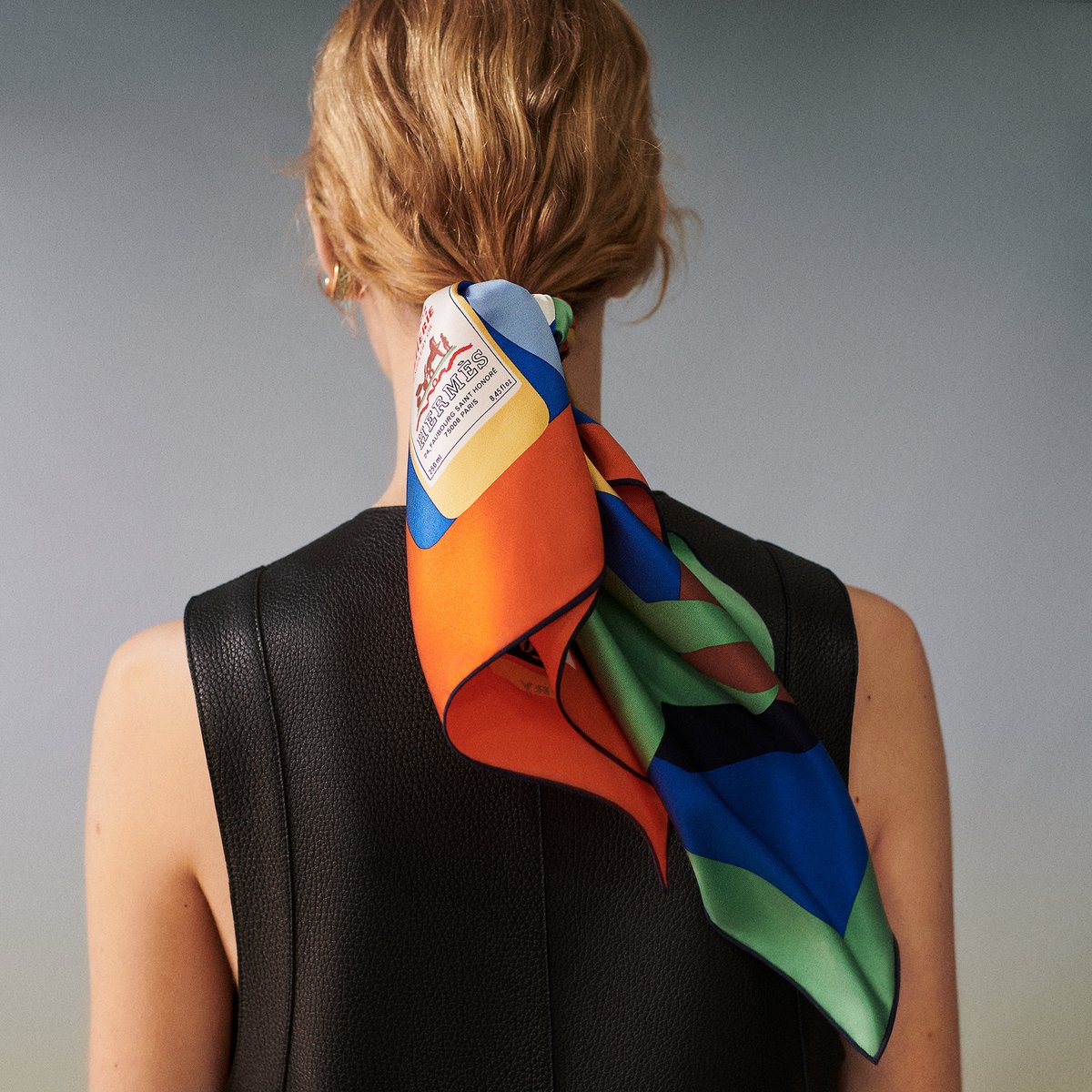 Hermès Is This a Love Story? scarf 70 Cobalt/Orange/Vert Amande