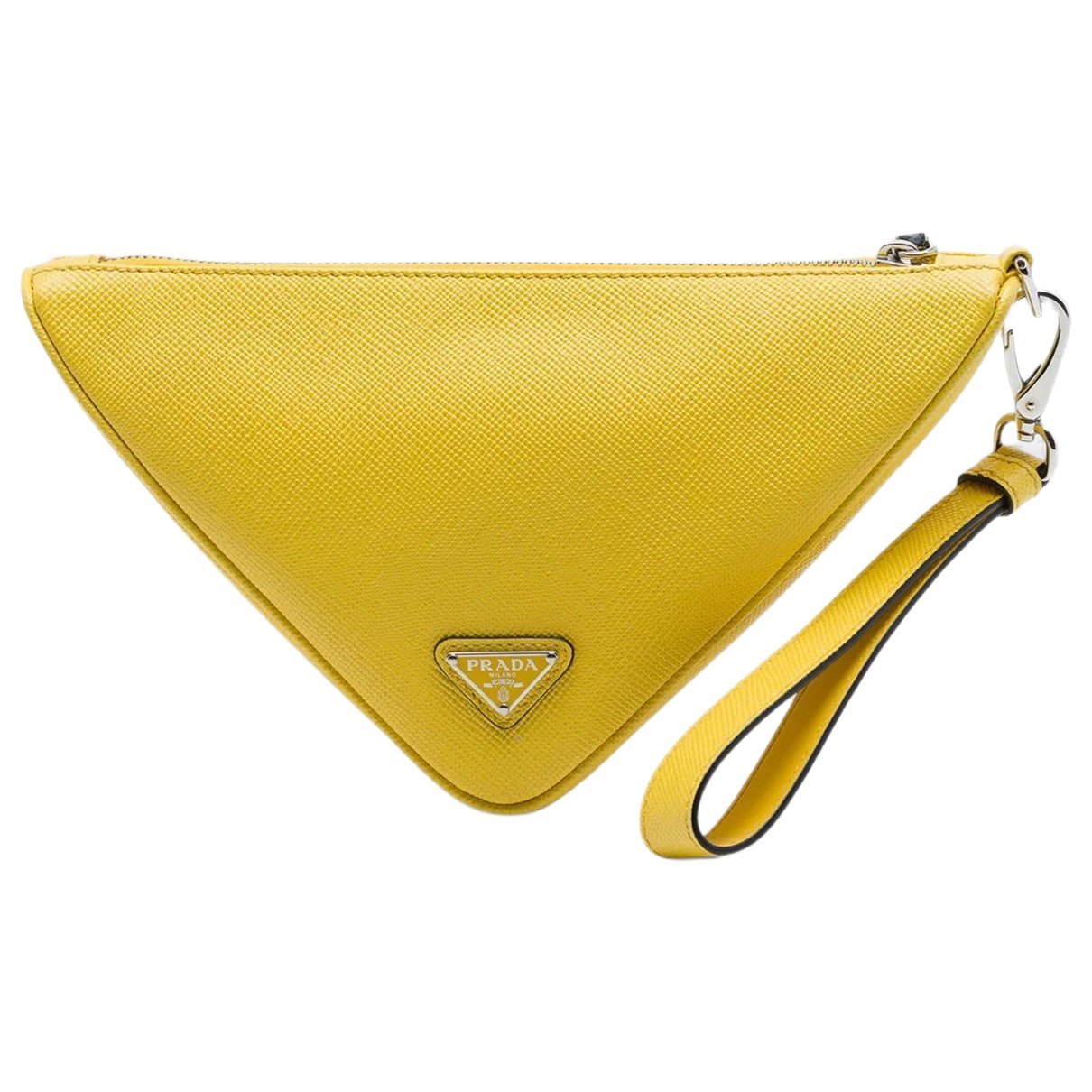Triangle leather clutch bag