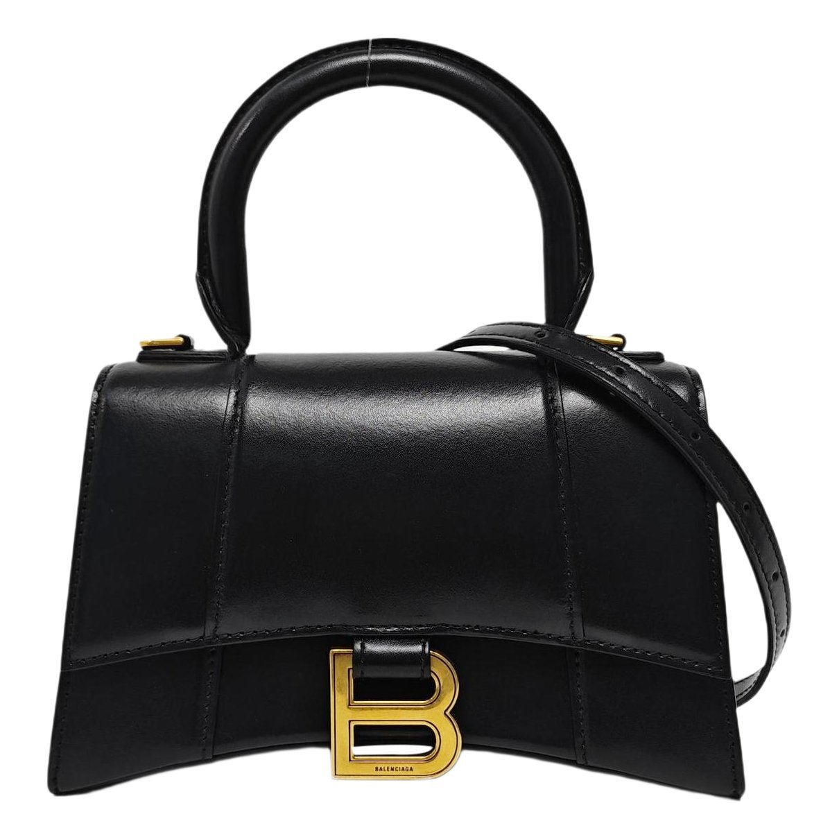Hourglass leather handbag
