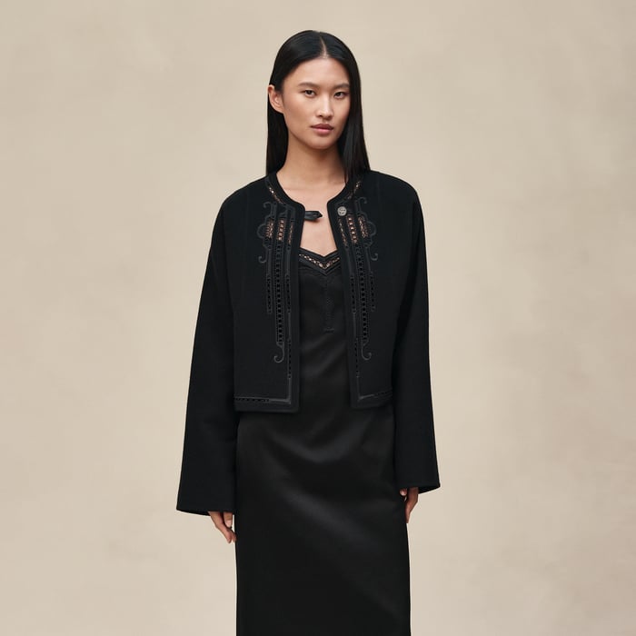 Noir Cashmere Embroidered Jacket