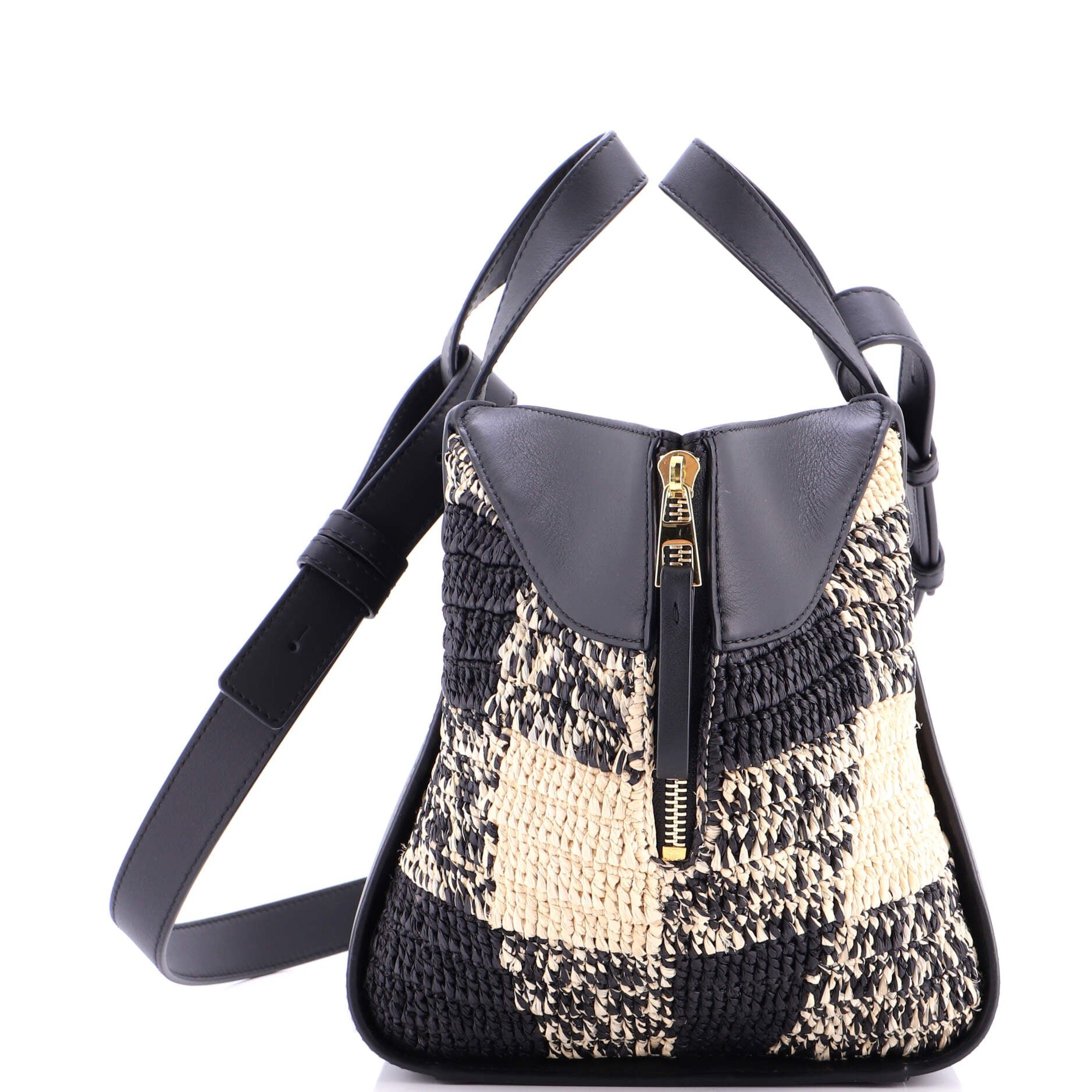 Loewe Paula&#39;s Ibiza Hammock Bag Raffia and Leather Compact