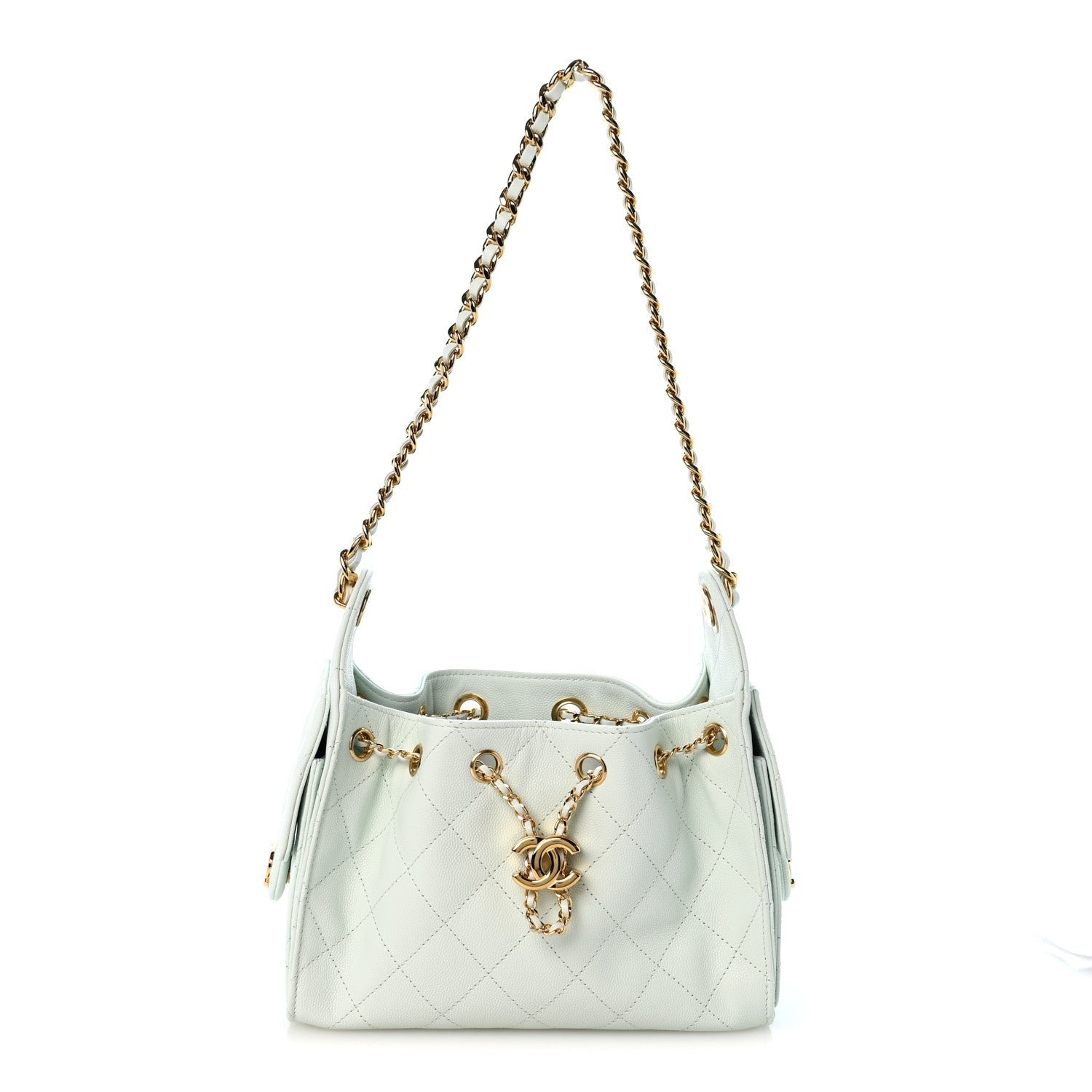 Chanel Caviar Quilted Mini Chanel 25 Handbag Light Green