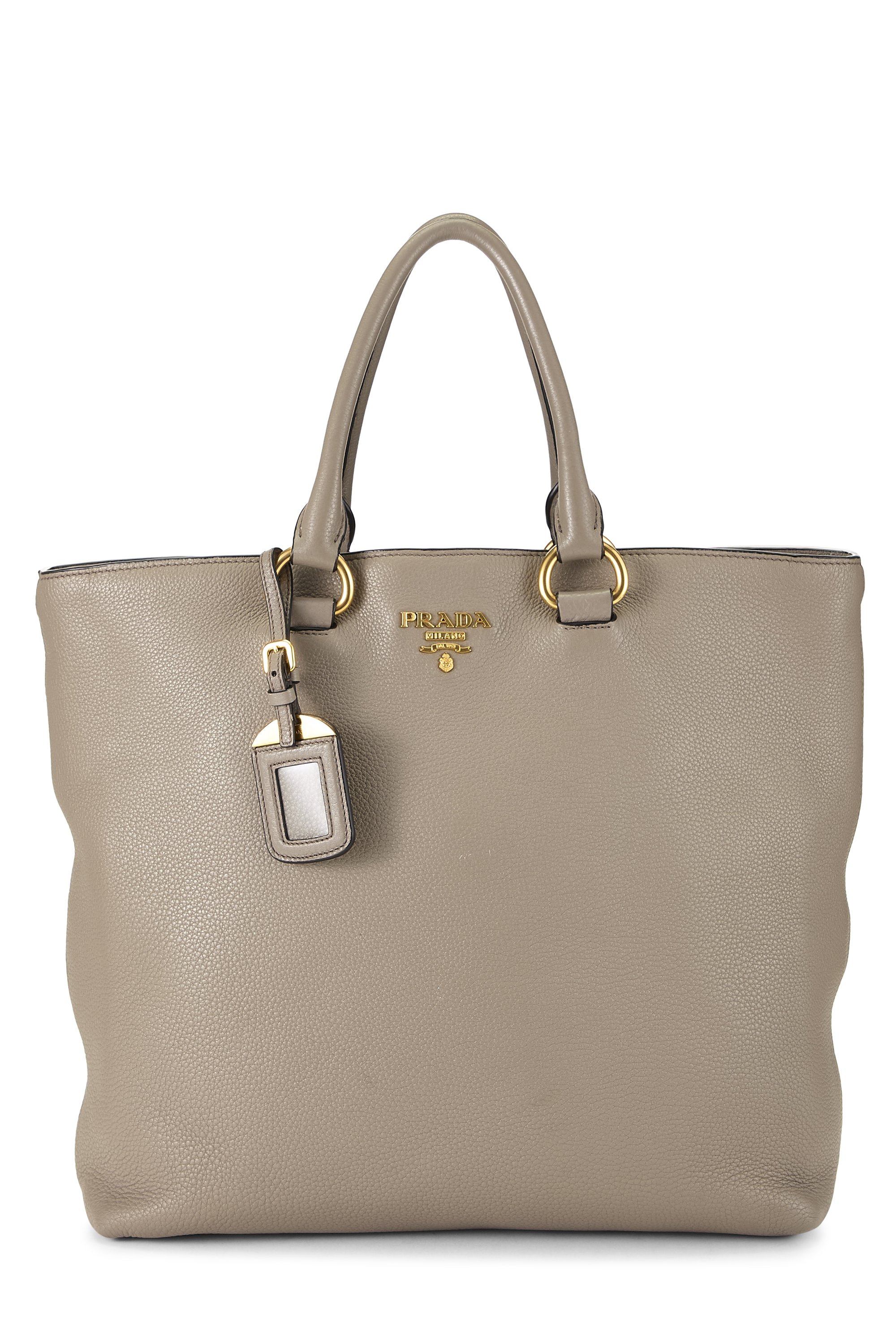 Prada Grey Vitello Daino Shopping Tote