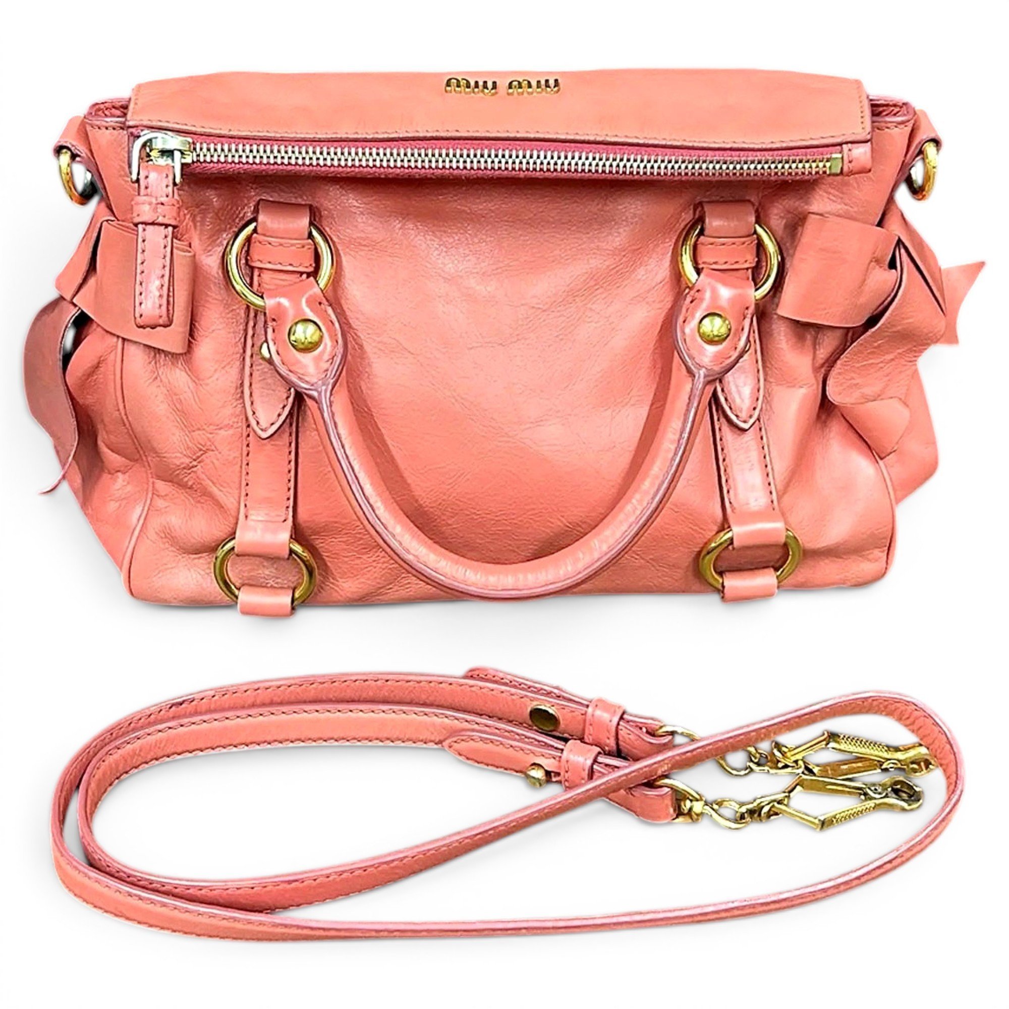 Bow bag leather handbag