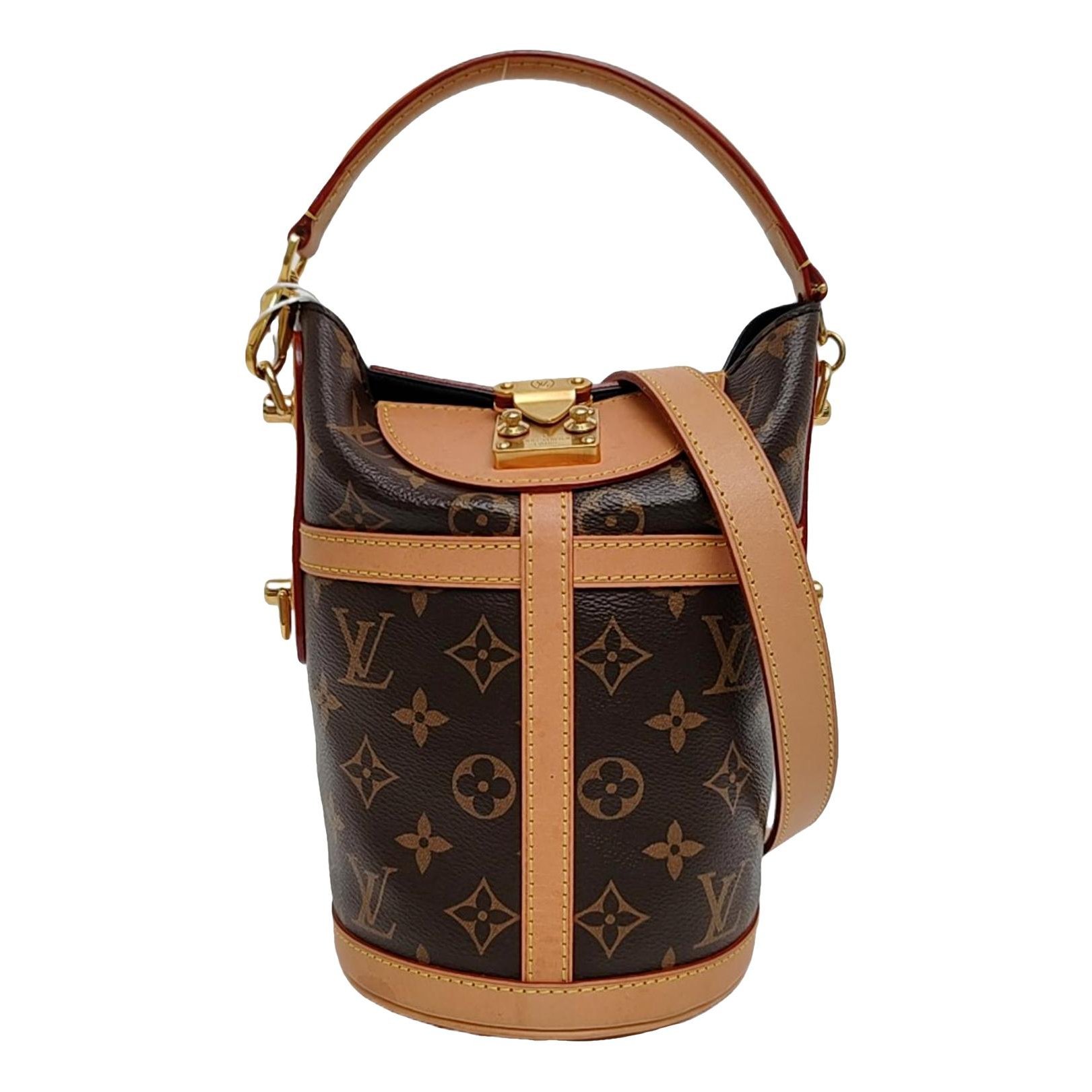 Duffle leather handbag