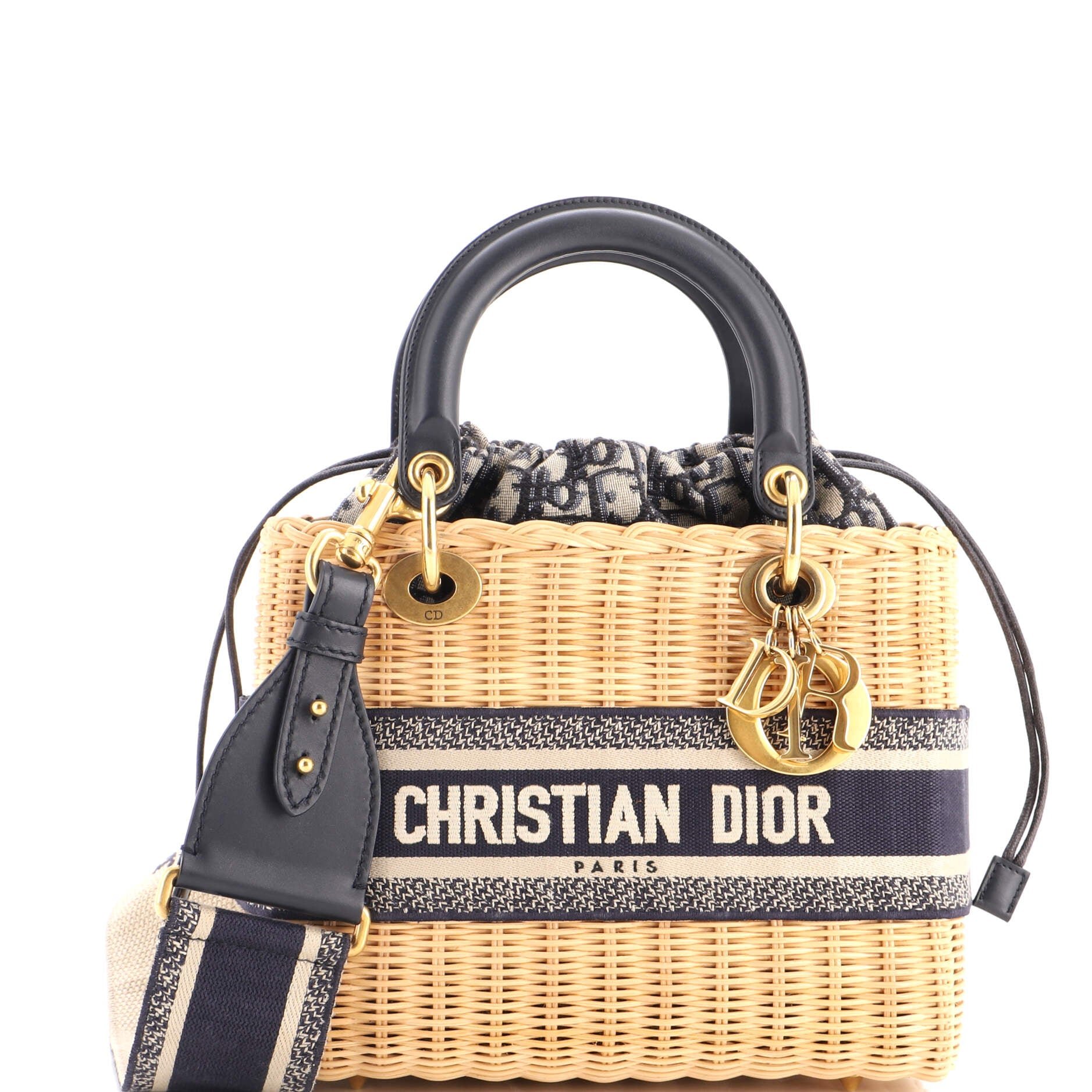 Lady Dior Bag Wicker and Oblique Canvas Medium