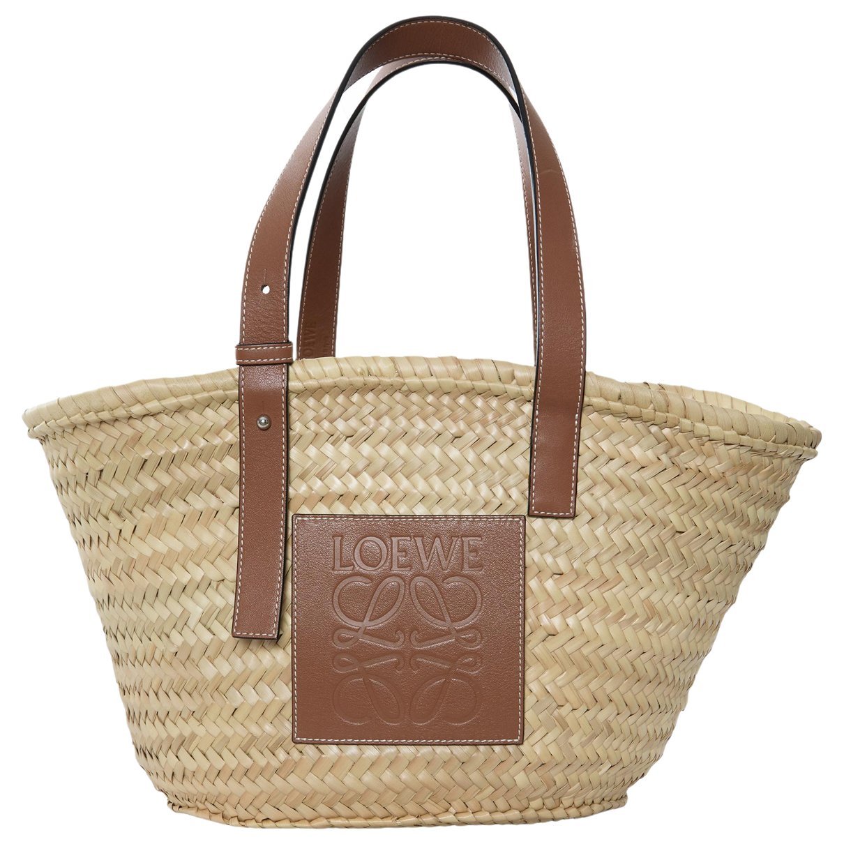 Woven basket bag leather tote