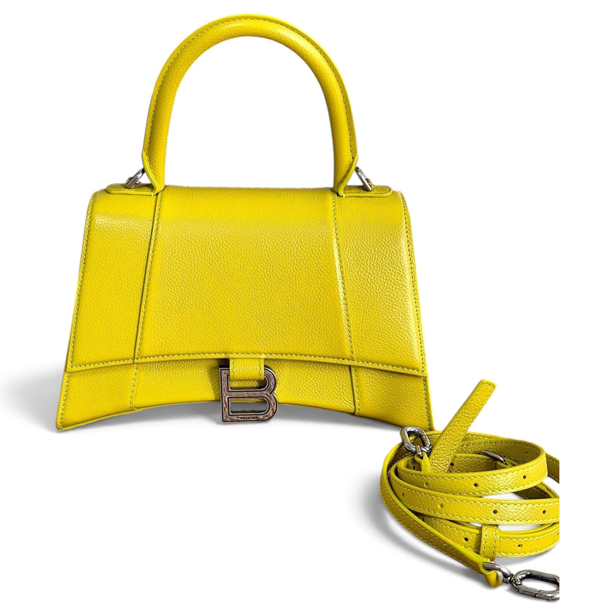 Hourglass leather handbag