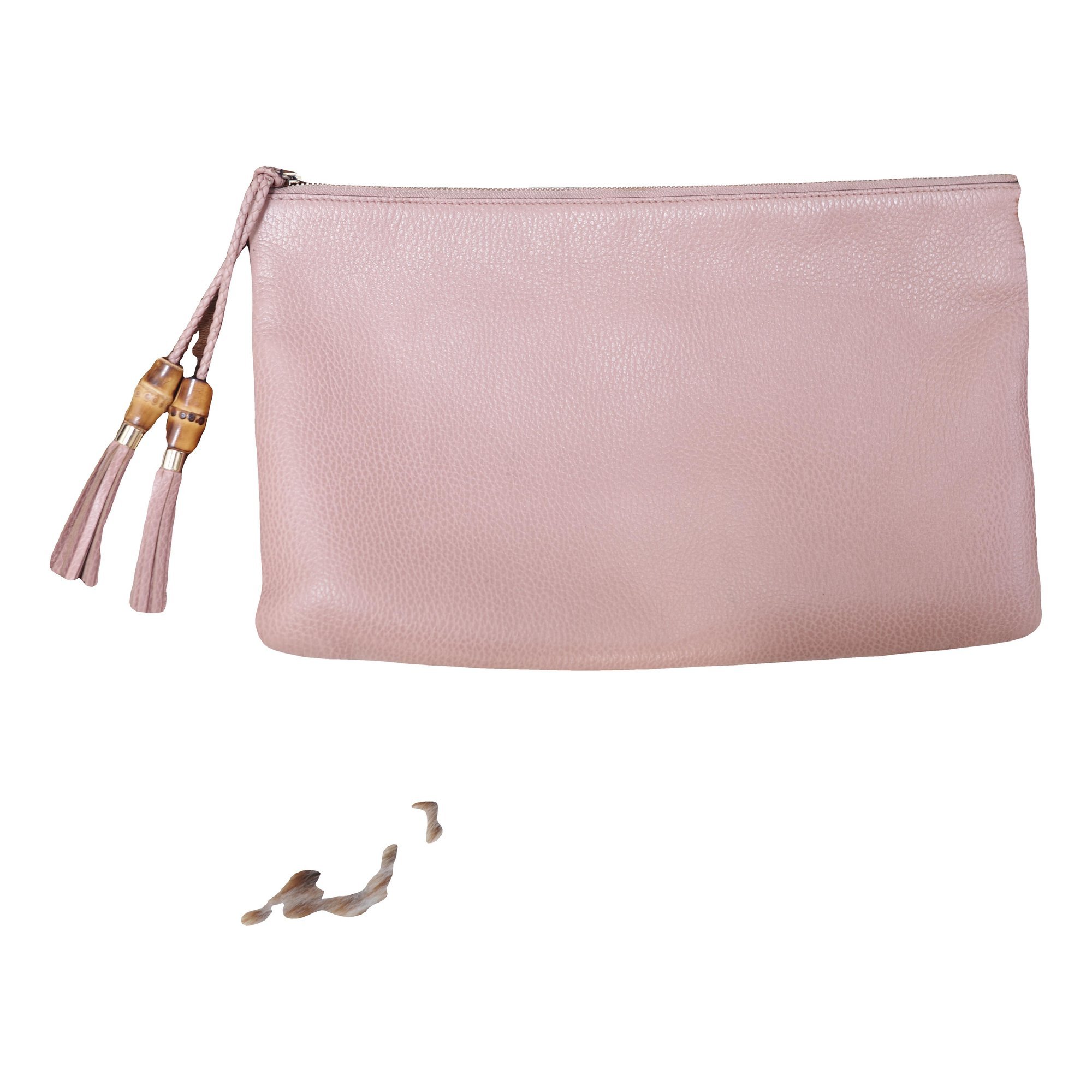Bamboo leather clutch bag