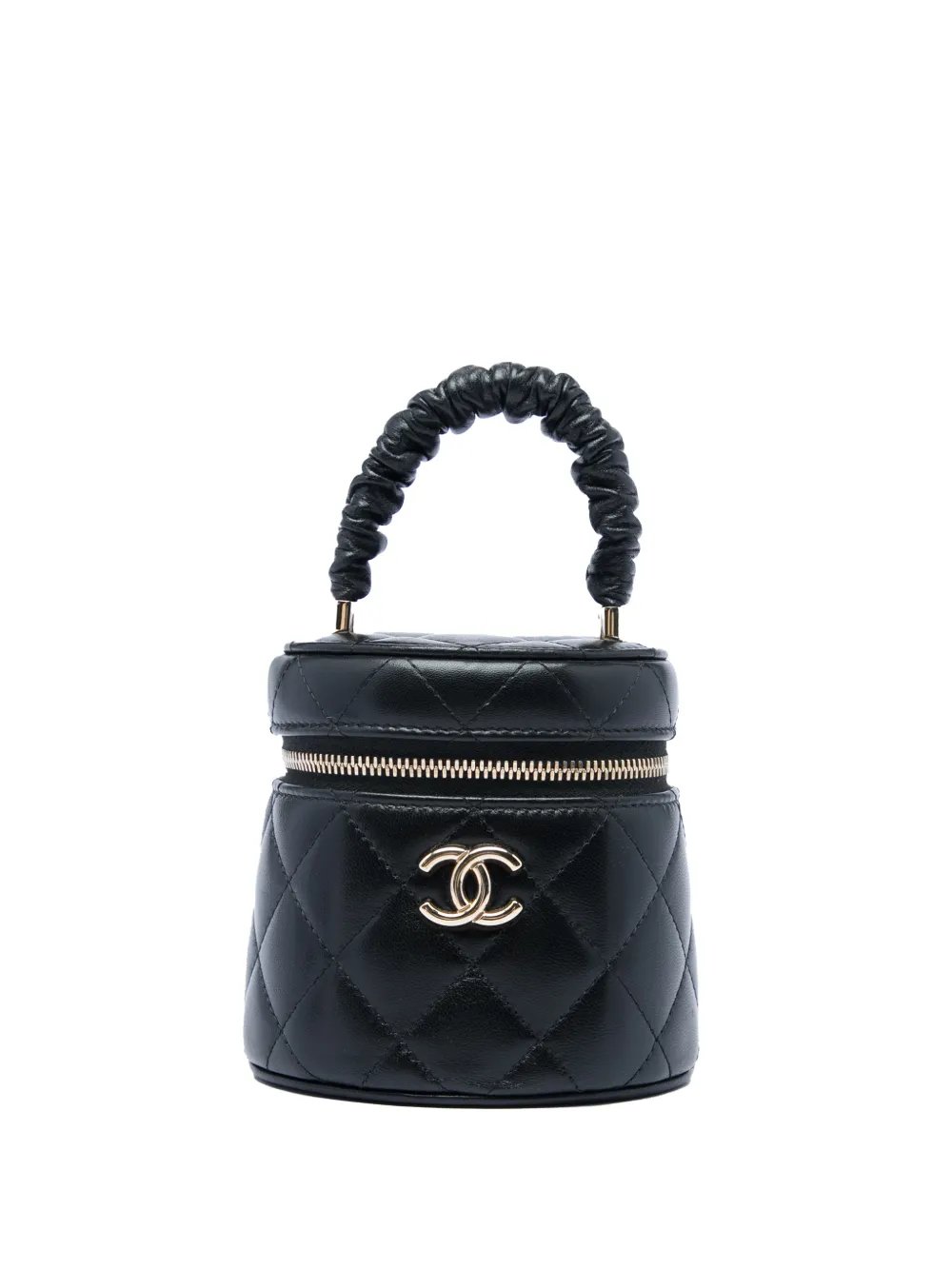2021 Mini Quilted Lambskin Ruched Handle Case vanity bag