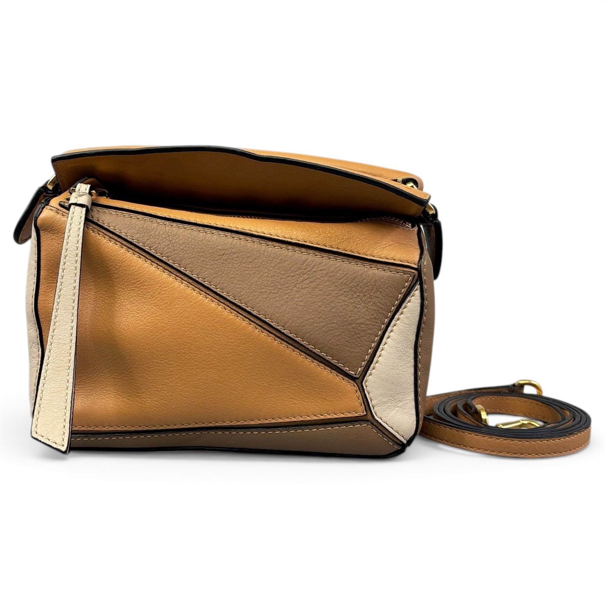 Puzzle leather handbag