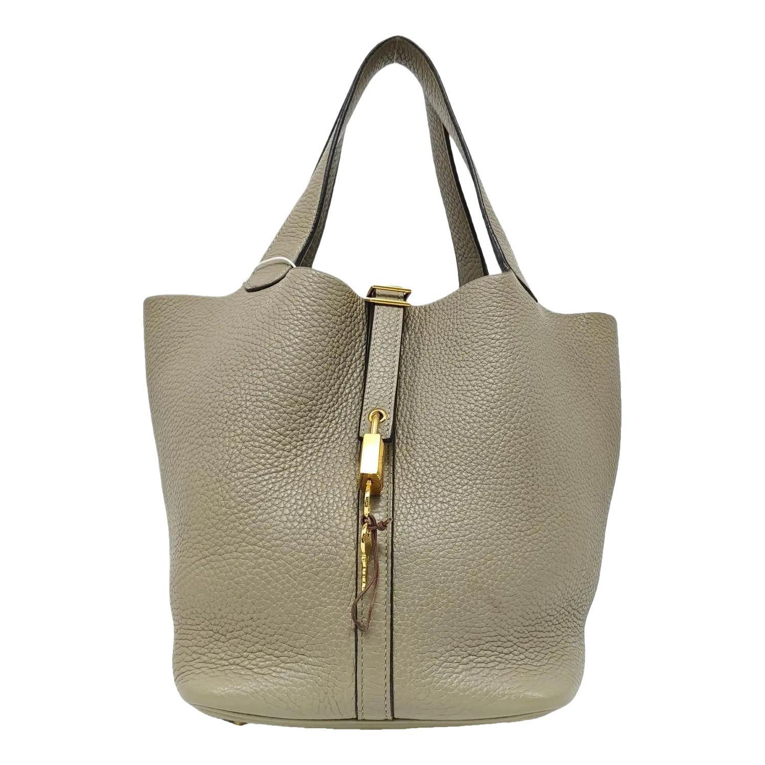 Hermes Picotin 22 Handbag Vert Verone Clemence Leather 2017
