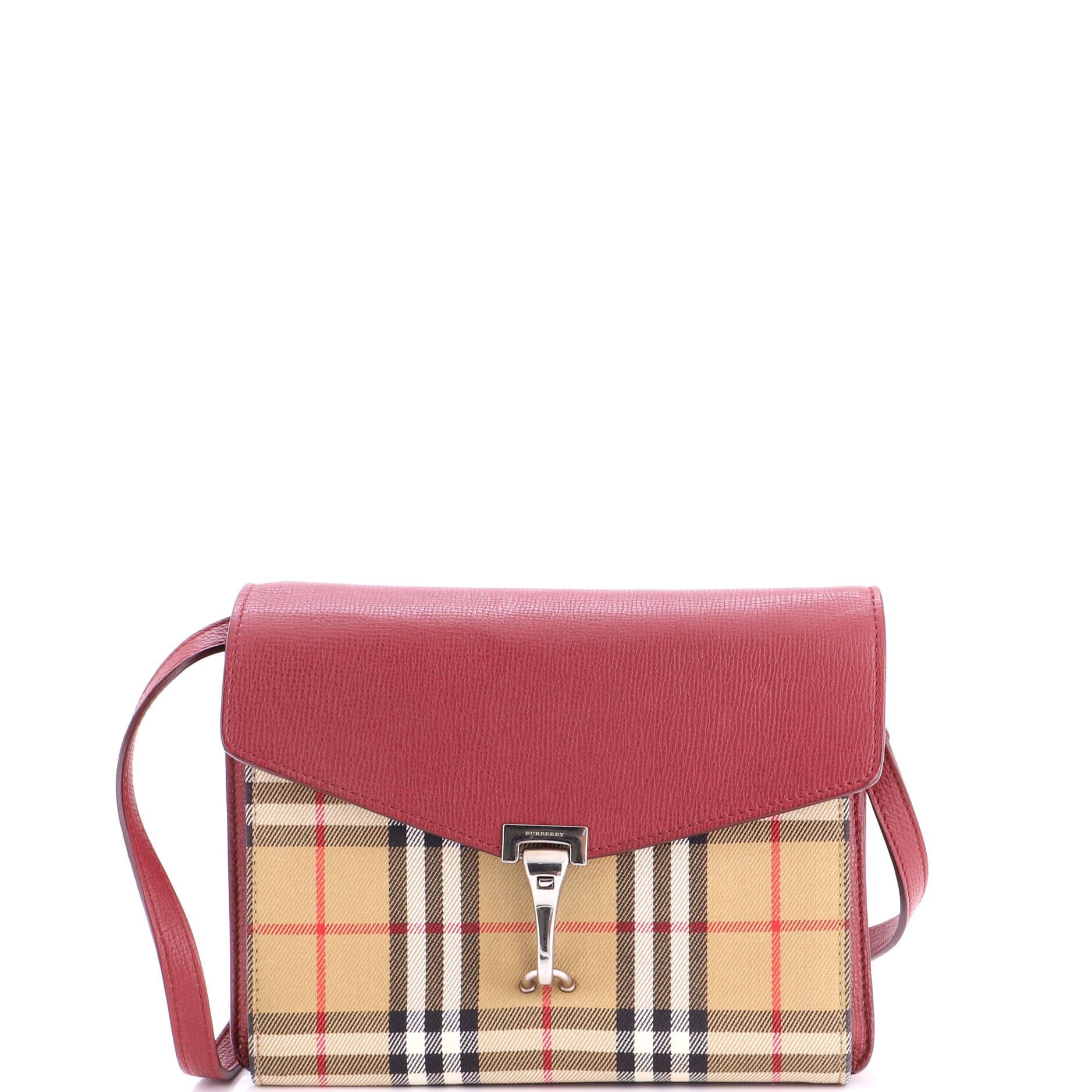 Macken Crossbody Bag Leather and Vintage Check Canvas Small